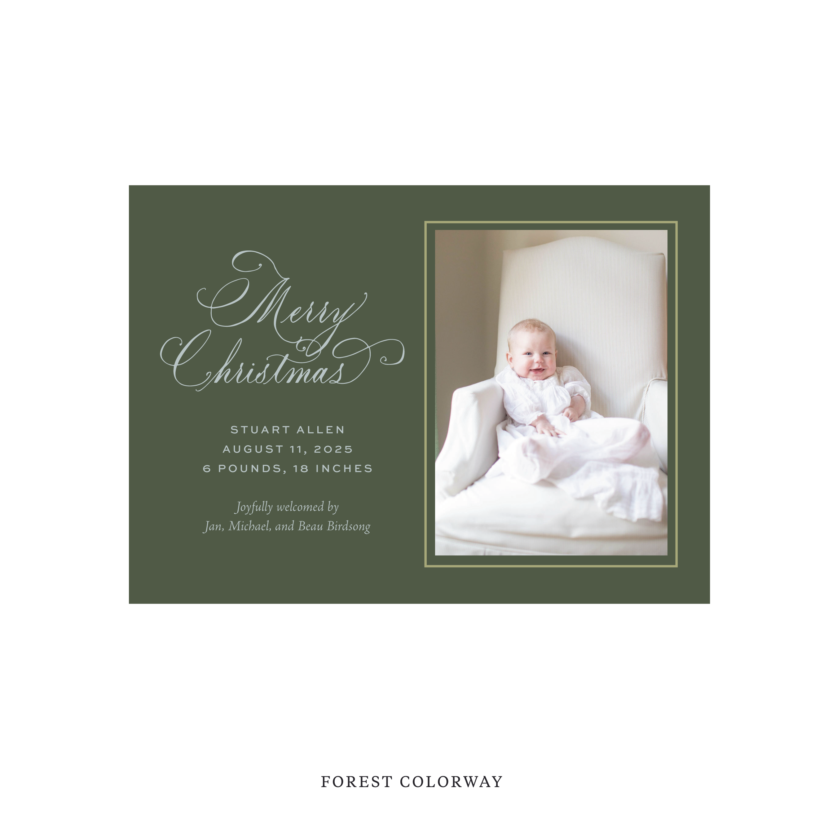 Middleton Classic Flat Print Holiday Card, Medium Birth Announcement