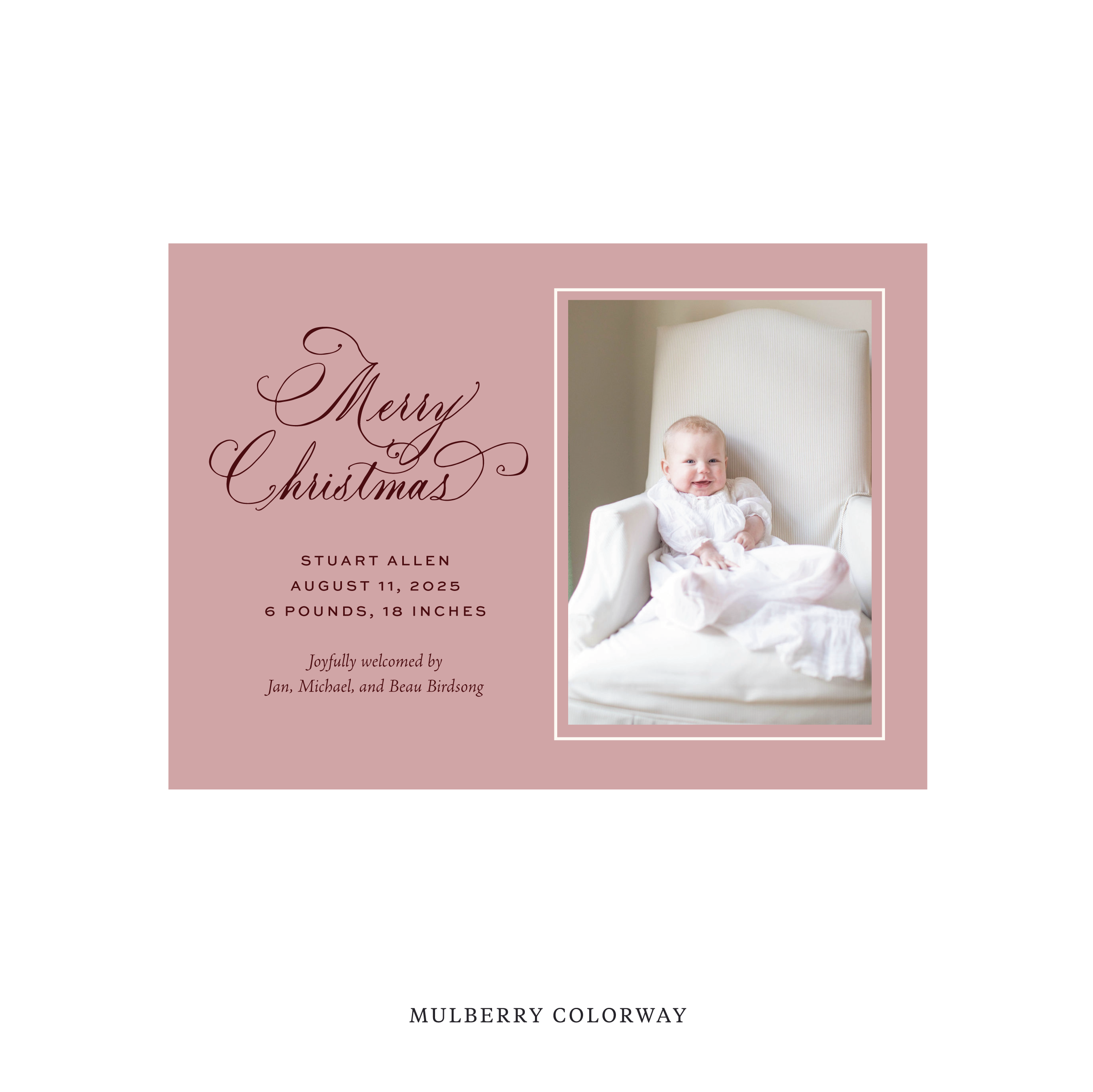 Middleton Classic Flat Print Holiday Card, Medium Birth Announcement