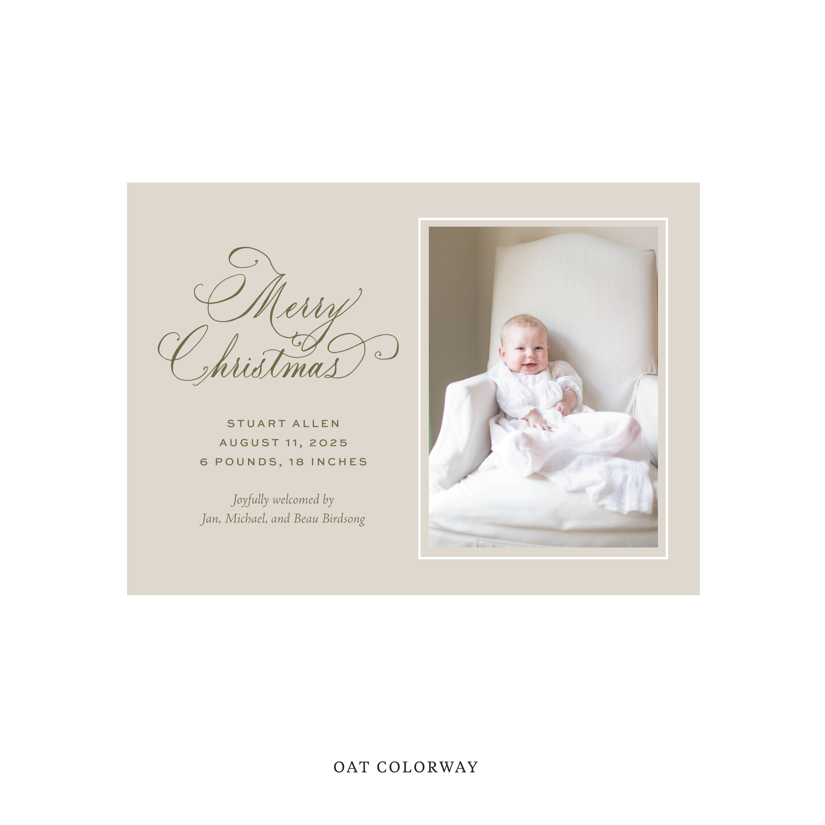 Middleton Classic Flat Print Holiday Card, Medium Birth Announcement