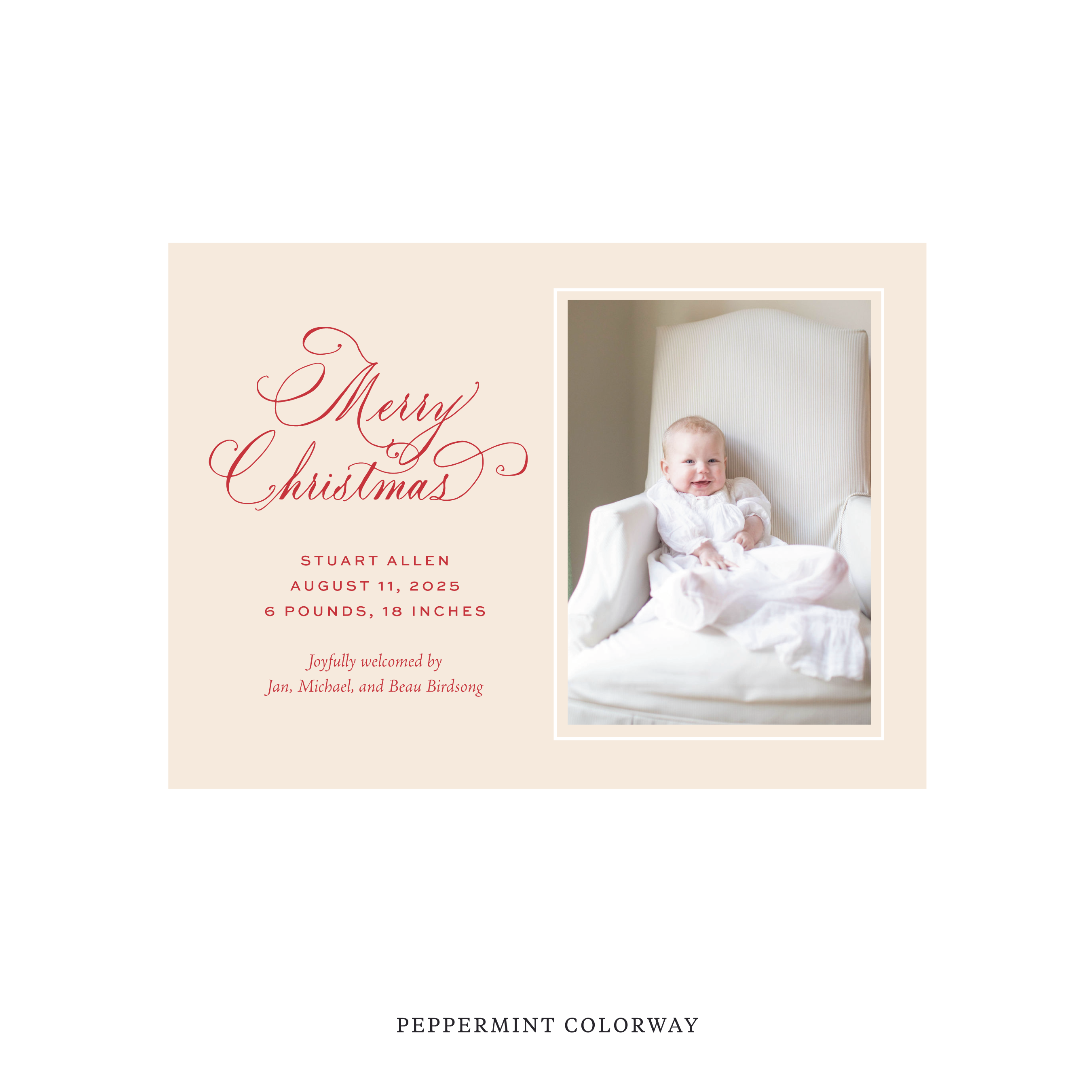 Middleton Classic Flat Print Holiday Card, Medium Birth Announcement