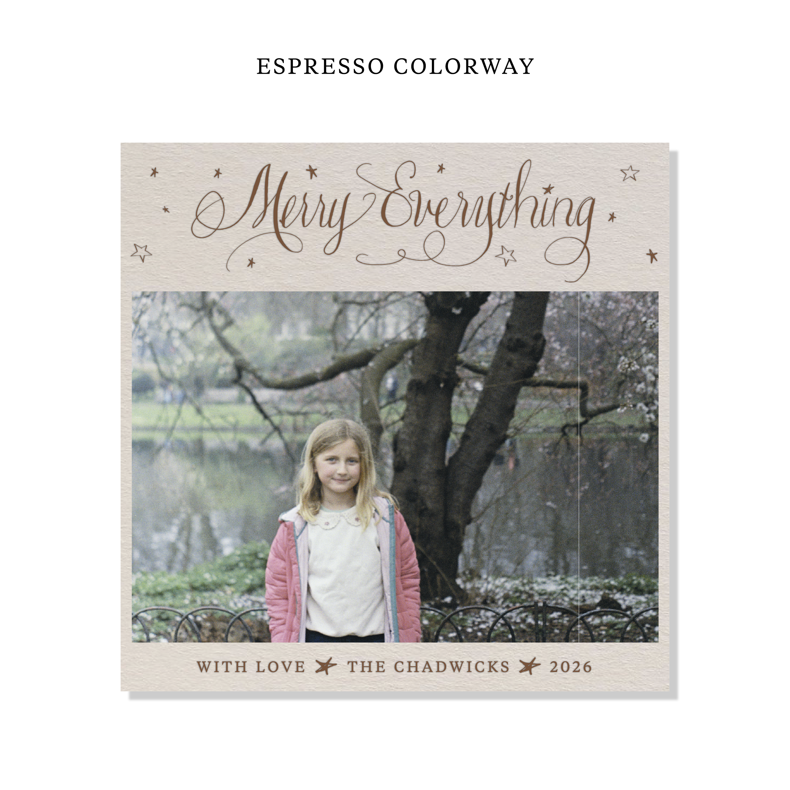 Birdsong Letterpress Holiday Card, Large Square (Colored Paper)