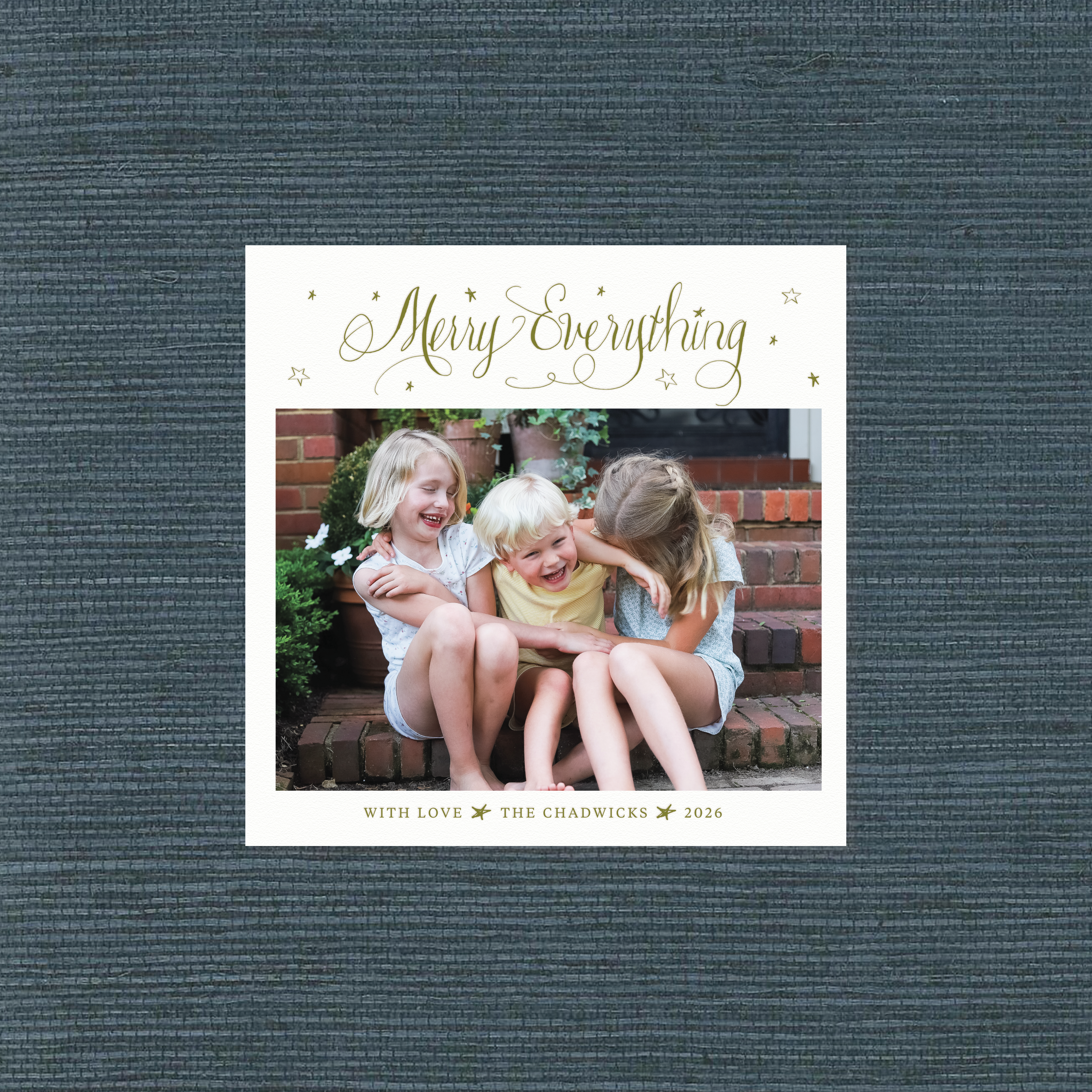 Birdsong Letterpress Holiday Card, Small Square (White Paper)