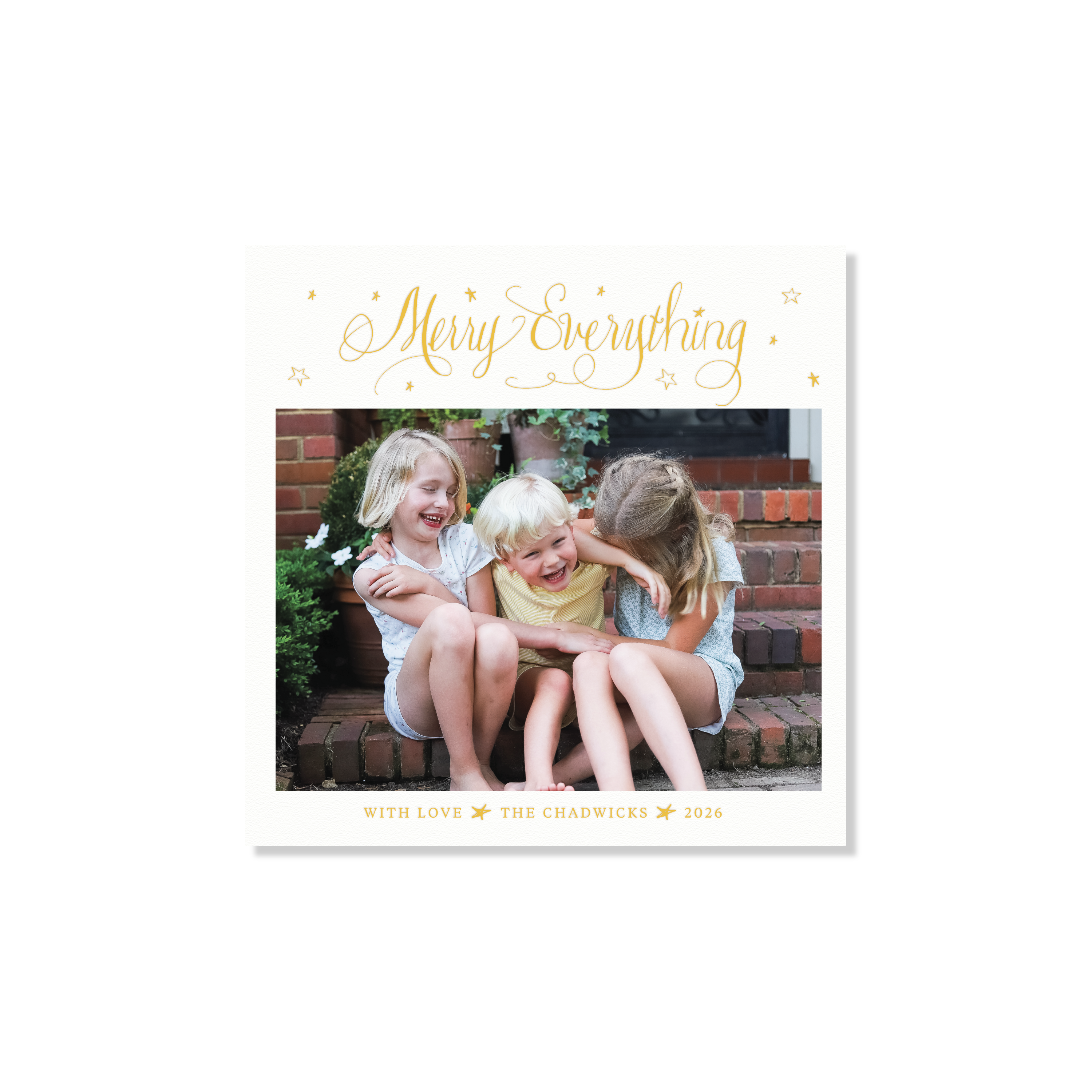 Birdsong Letterpress Holiday Card, Small Square (White Paper)