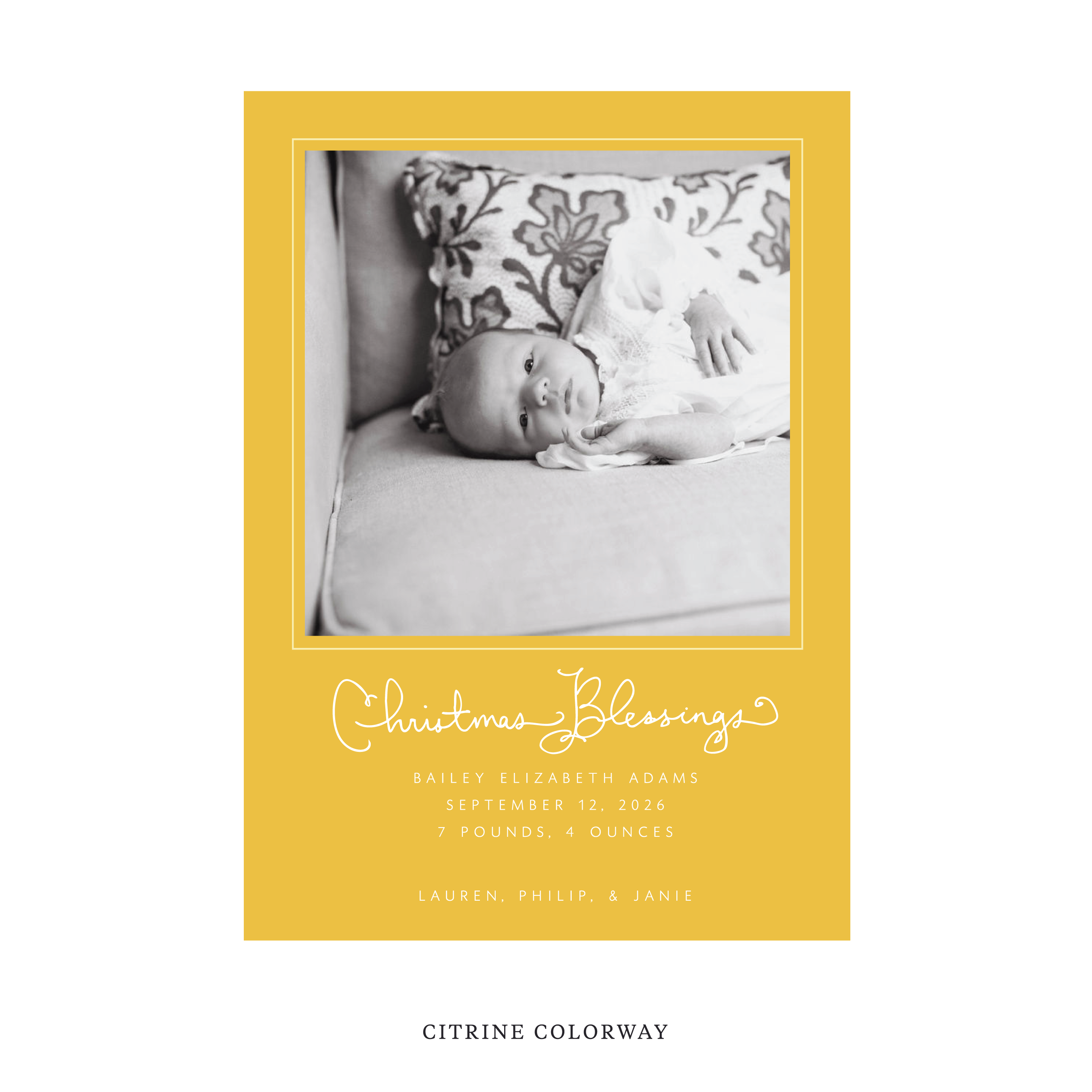 Brantley Classic Flat Print Holiday Card, Large Birth Announcement