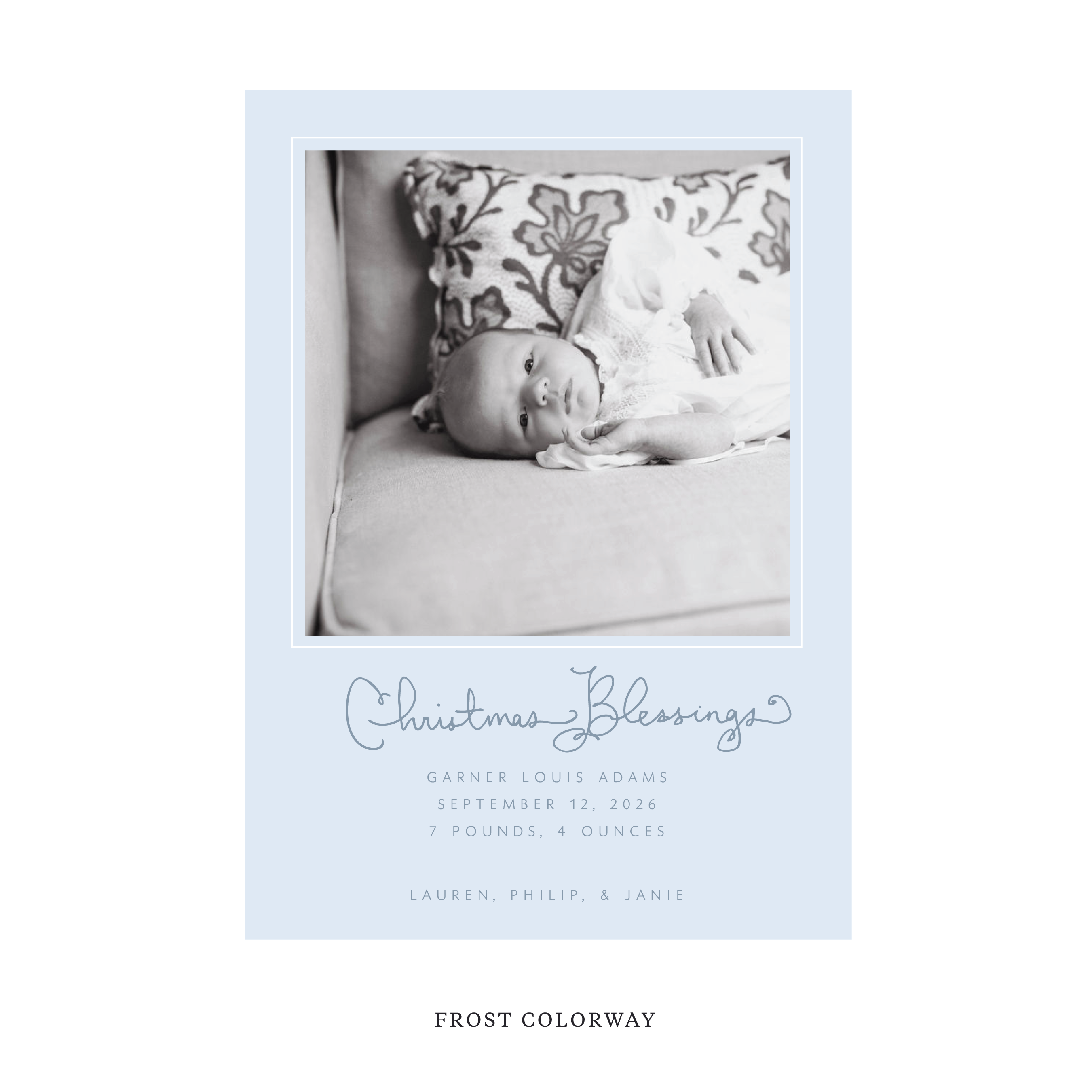 Brantley Classic Flat Print Holiday Card, Large Birth Announcement
