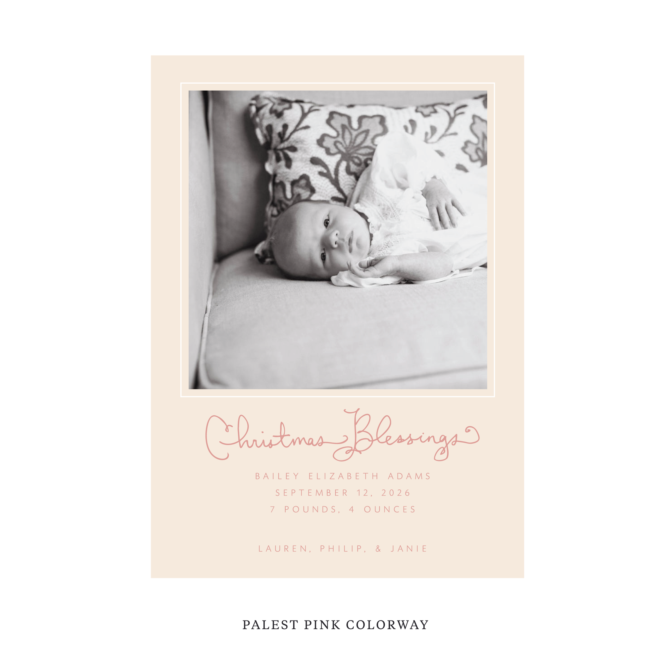 Brantley Classic Flat Print Holiday Card, Large Birth Announcement