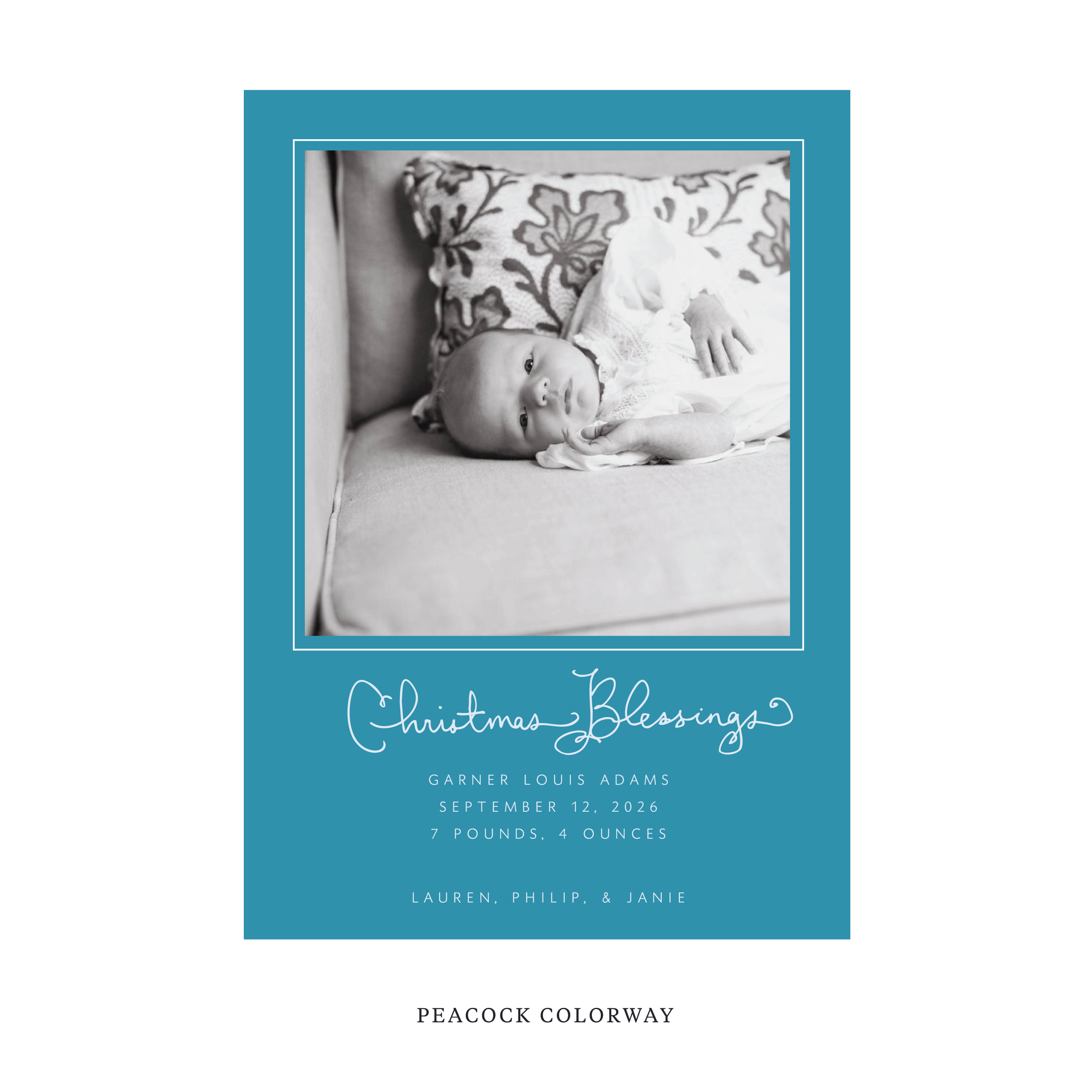 Brantley Classic Flat Print Holiday Card, Large Birth Announcement