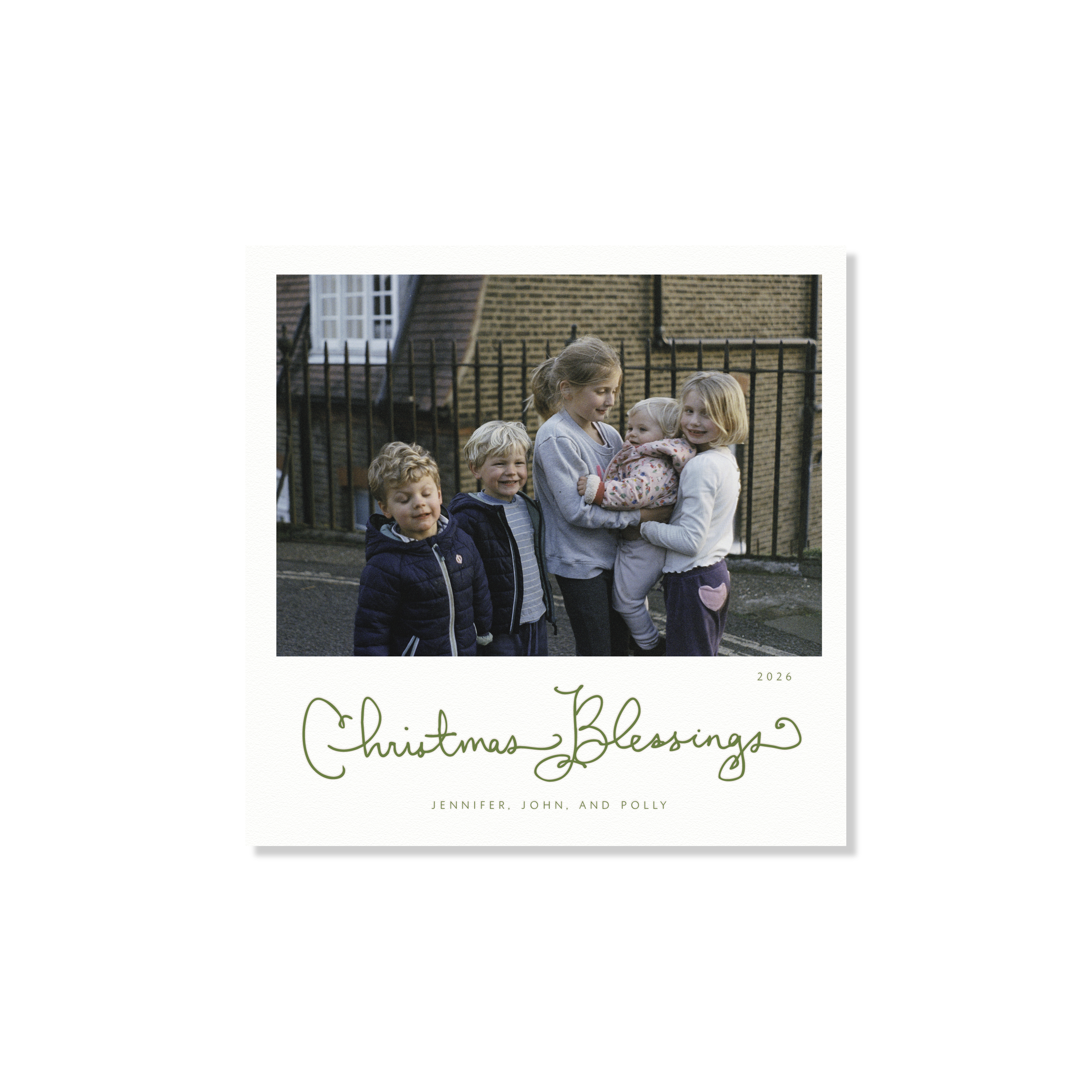 Brantley Letterpress Holiday Card, Small Square (White Paper)