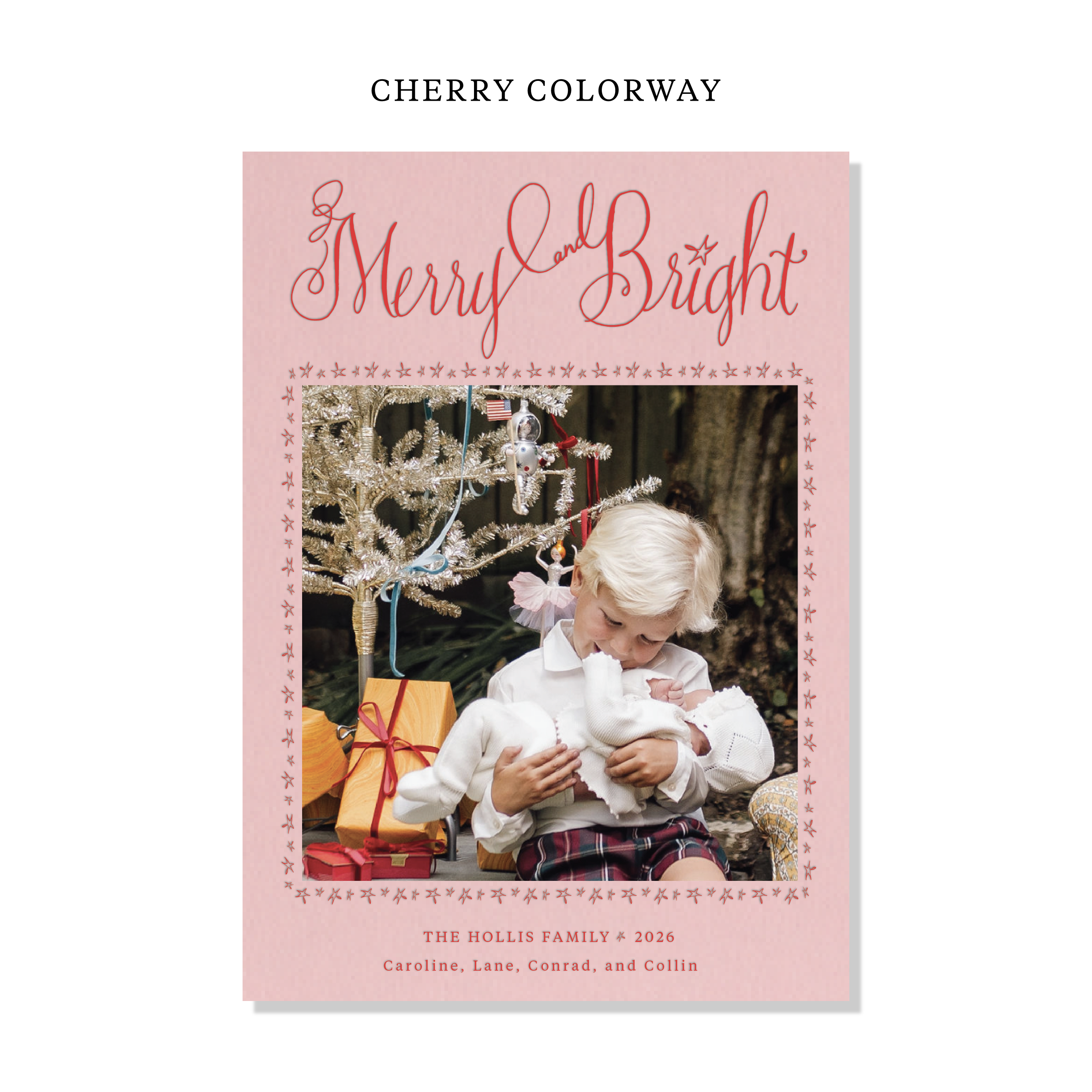Caldwell Letterpress Holiday Card, Large (Colored Paper)