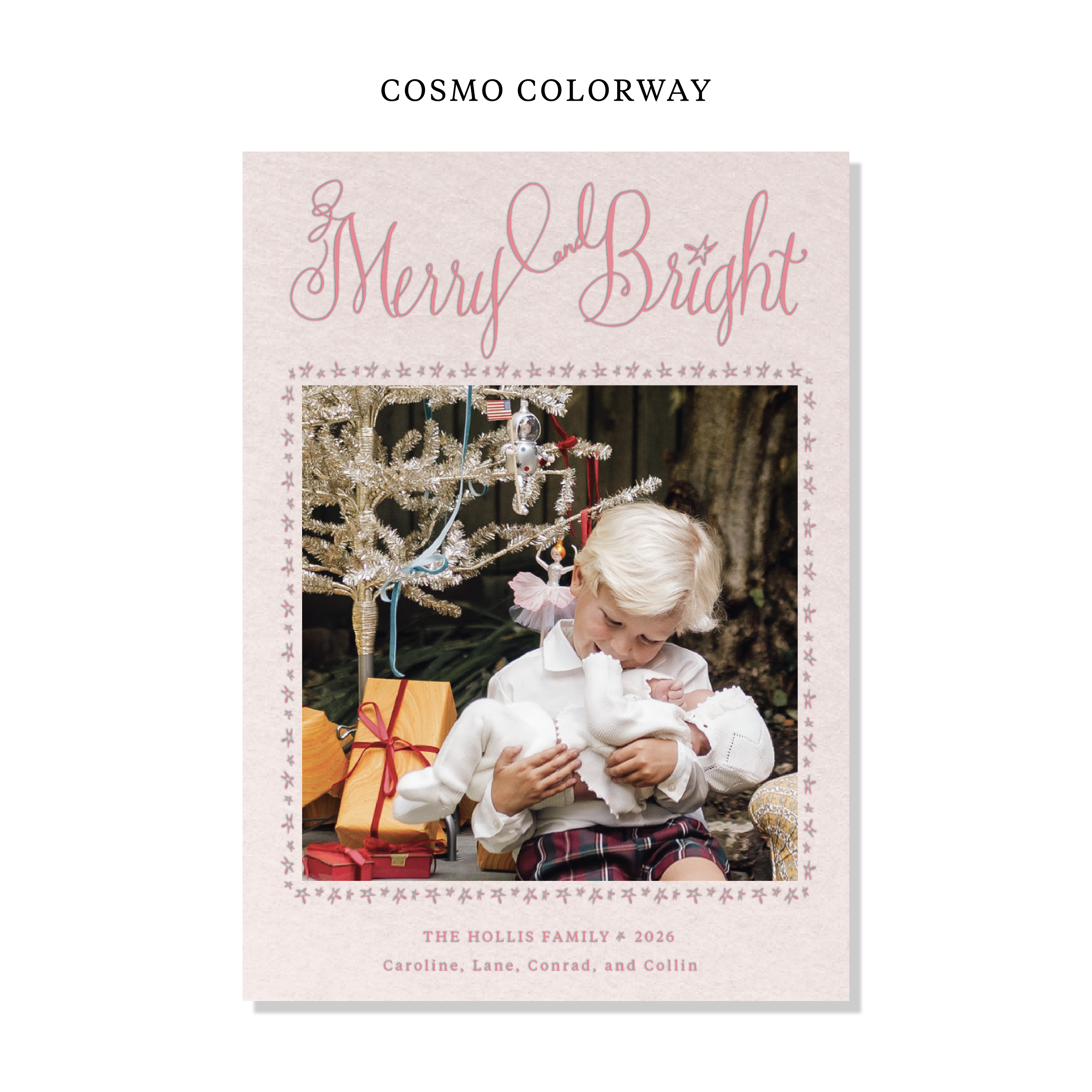 Caldwell Letterpress Holiday Card, Large (Colored Paper)