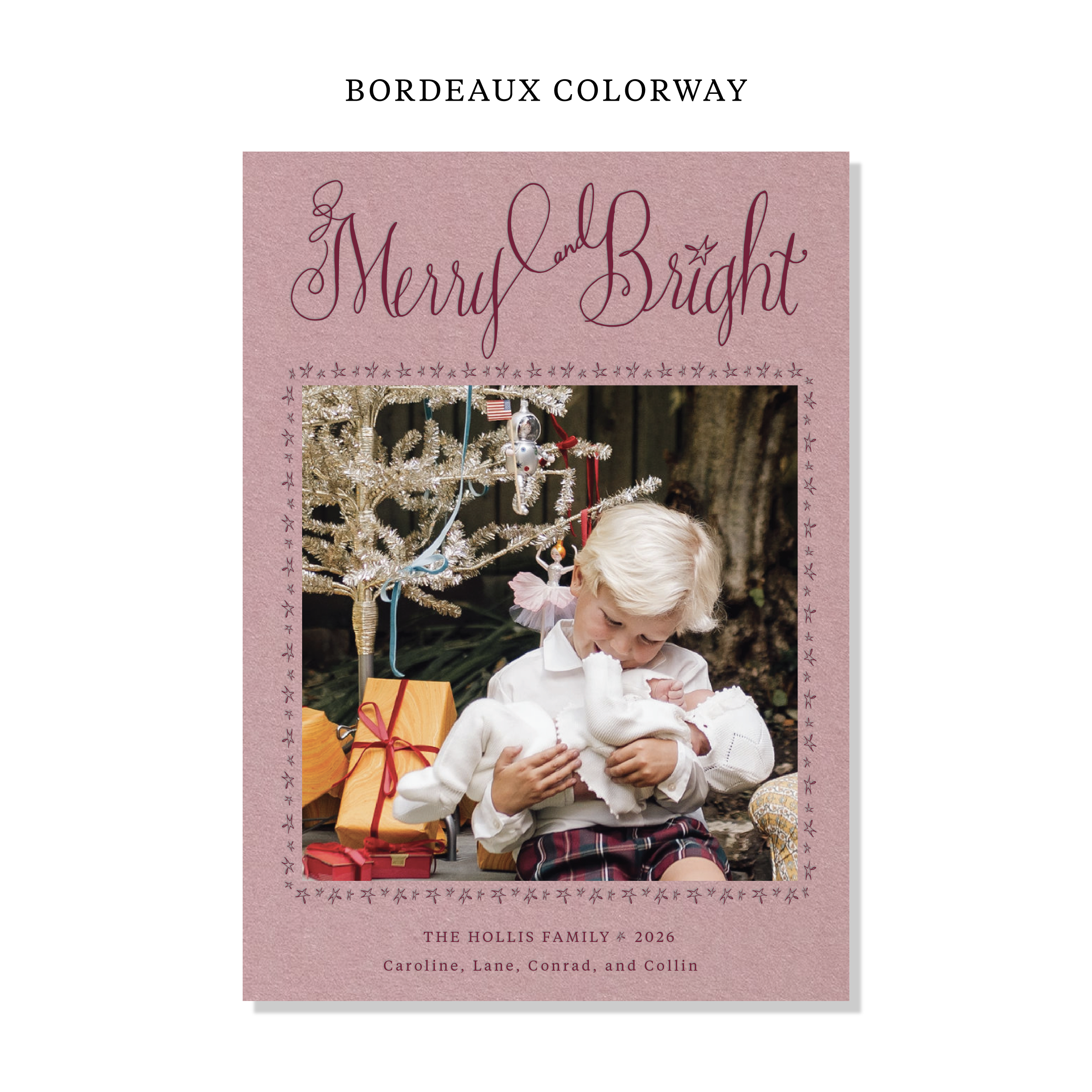 Caldwell Letterpress Holiday Card, Large (Colored Paper)