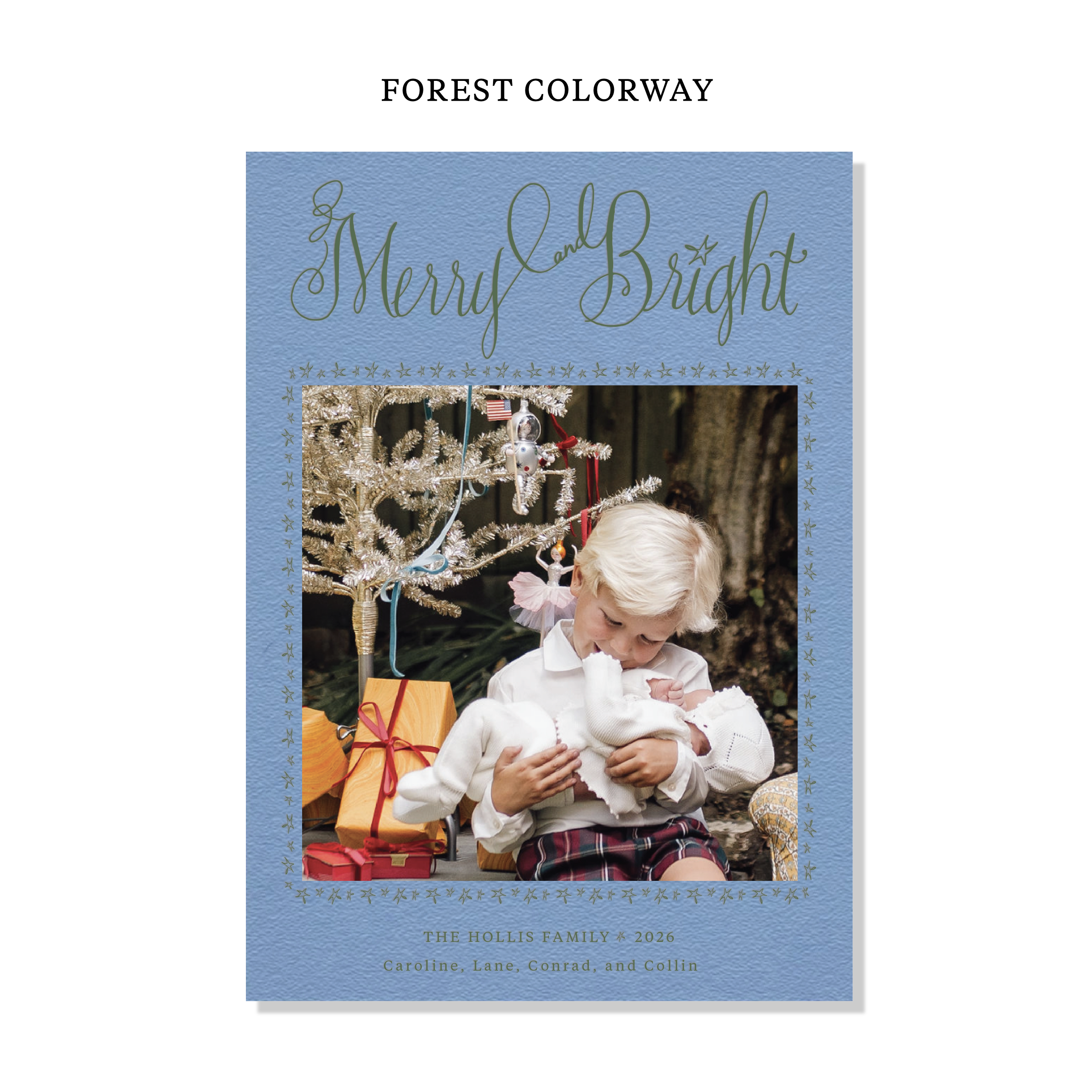 Caldwell Letterpress Holiday Card, Large (Colored Paper)
