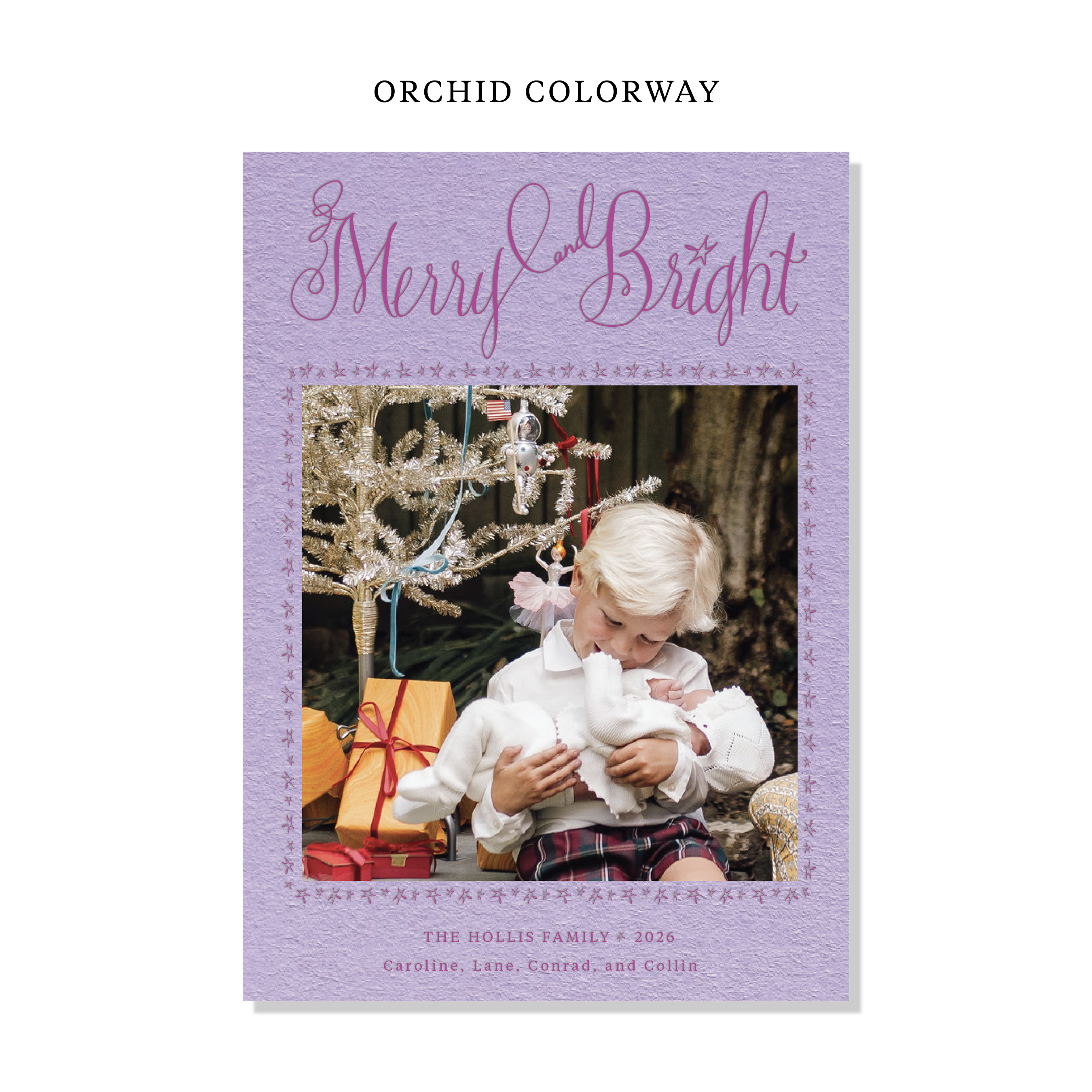 Caldwell Letterpress Holiday Card, Large (Colored Paper)