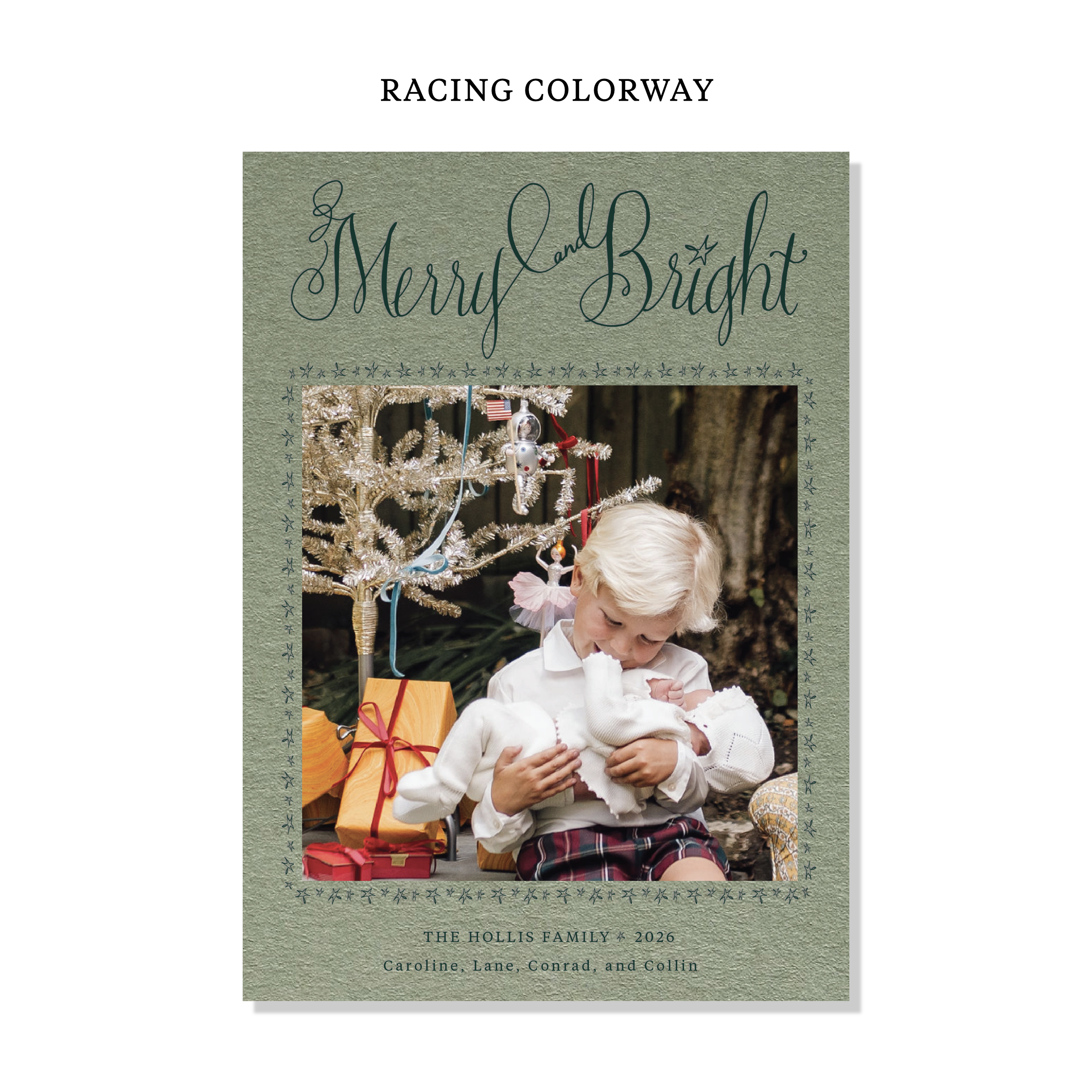 Caldwell Letterpress Holiday Card, Large (Colored Paper)