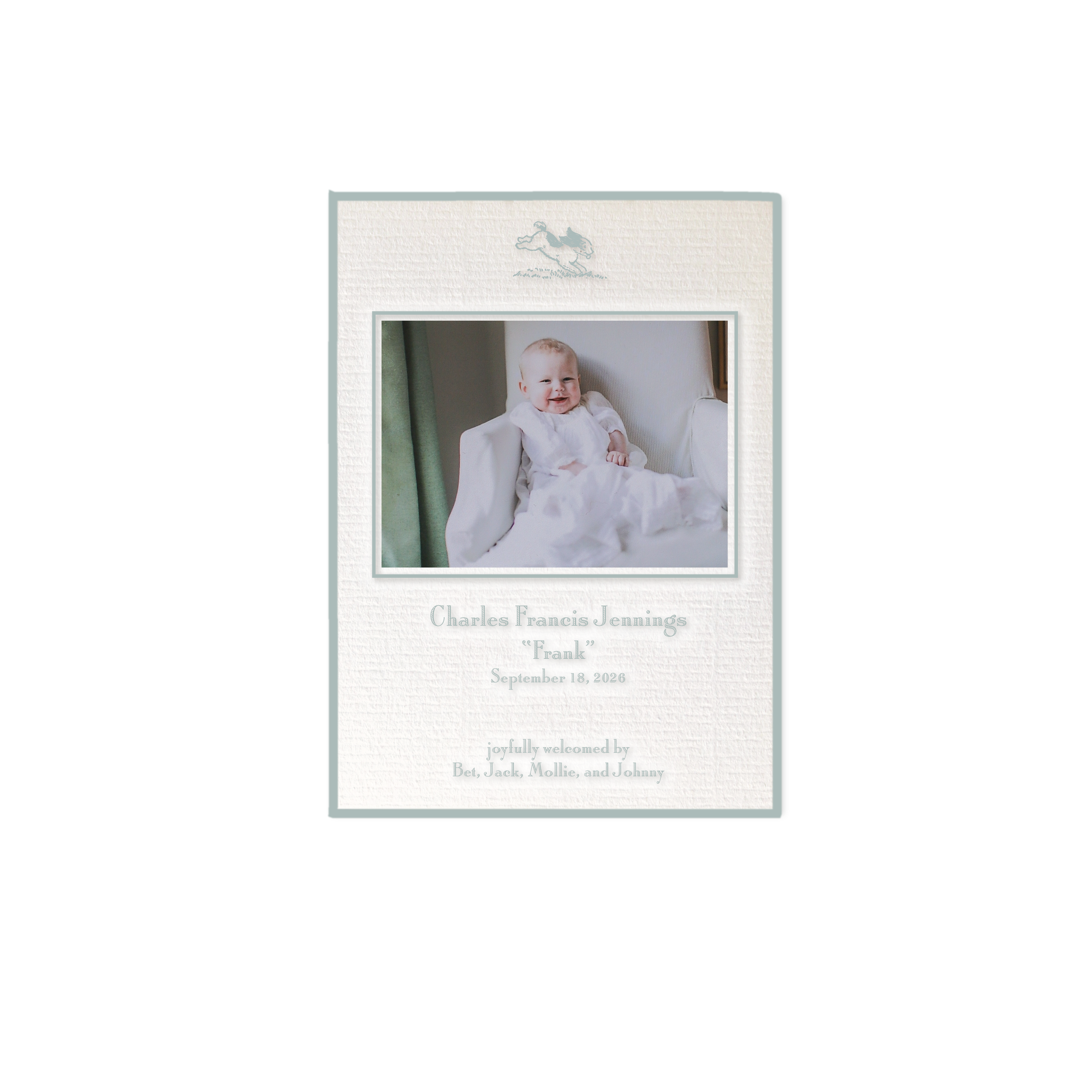 Cambridge Motif Photo Birth Announcement