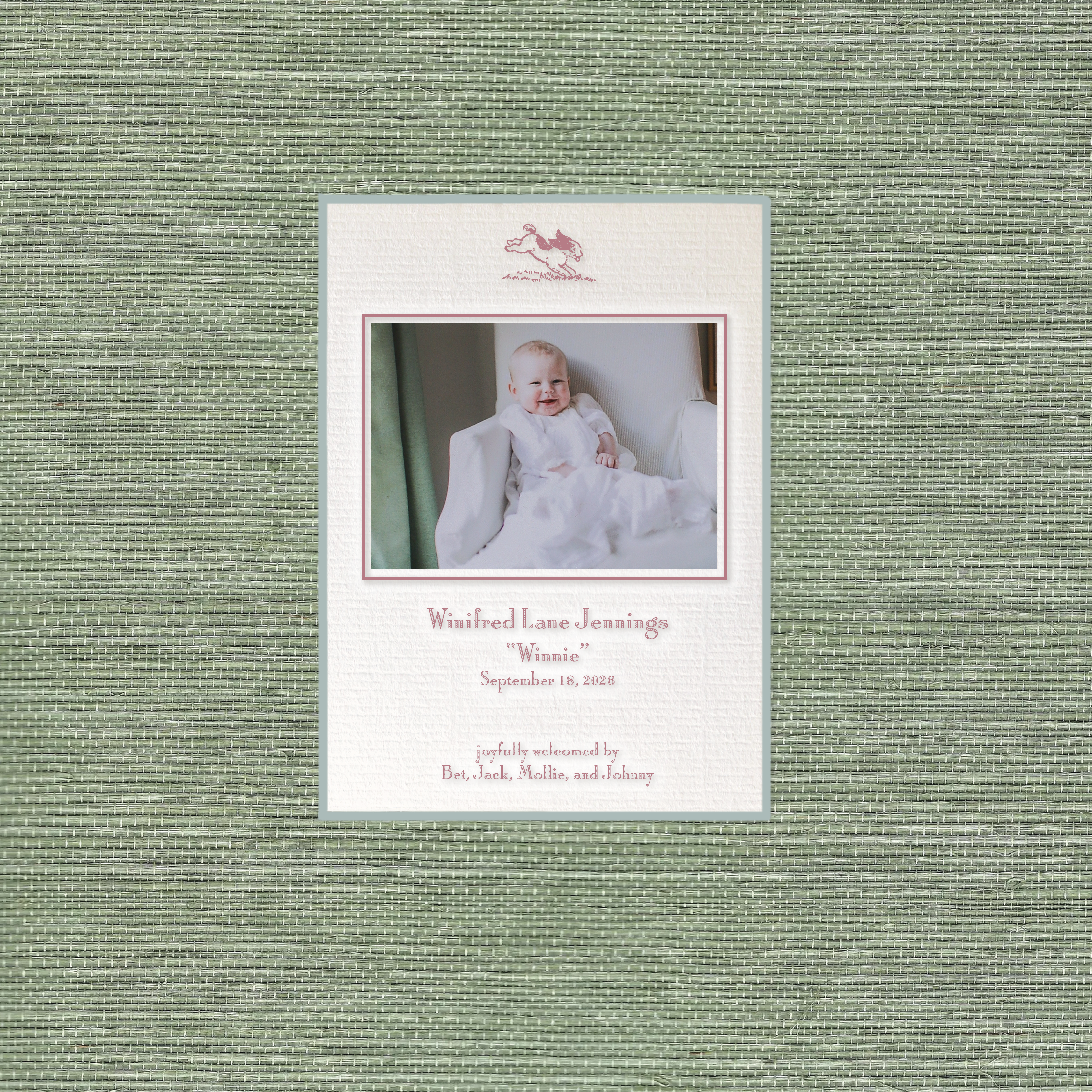 Cambridge Motif Photo Birth Announcement