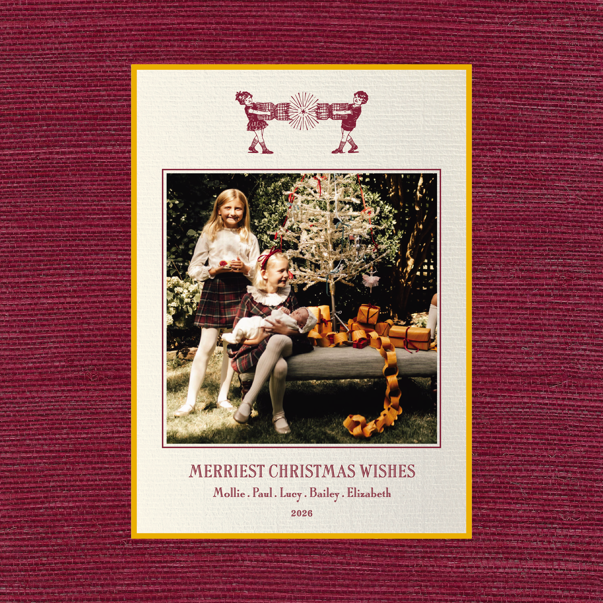 Cambridge Flat Print Vintage Motif Holiday Card (Laid Paper)