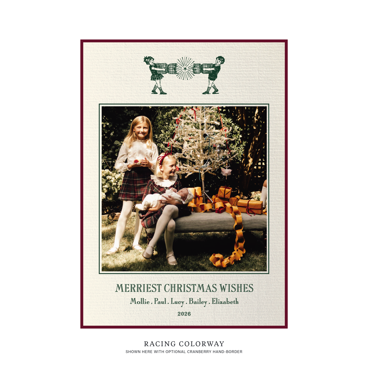Cambridge Flat Print Vintage Motif Holiday Card (Laid Paper)