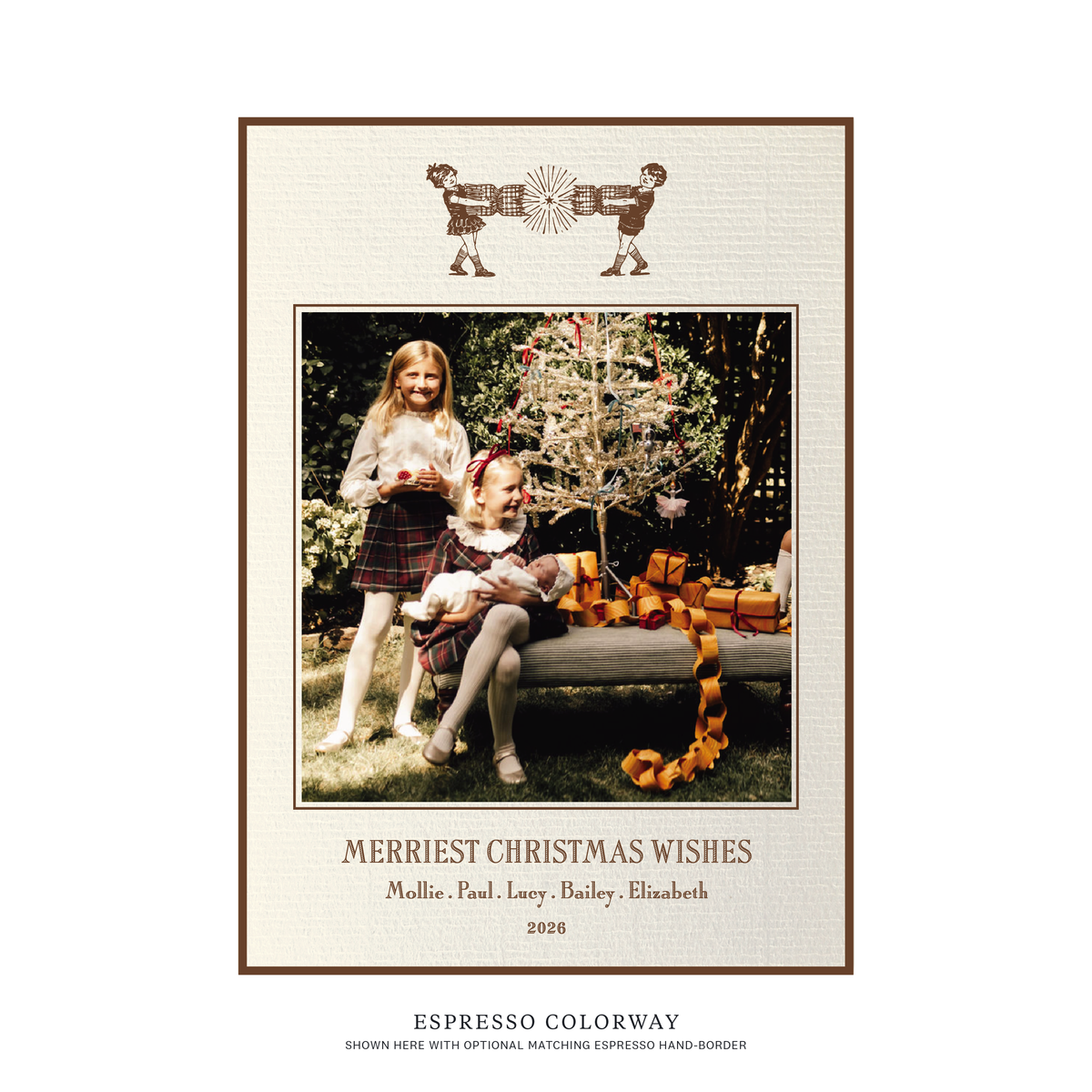 Cambridge Flat Print Vintage Motif Holiday Card (Laid Paper)