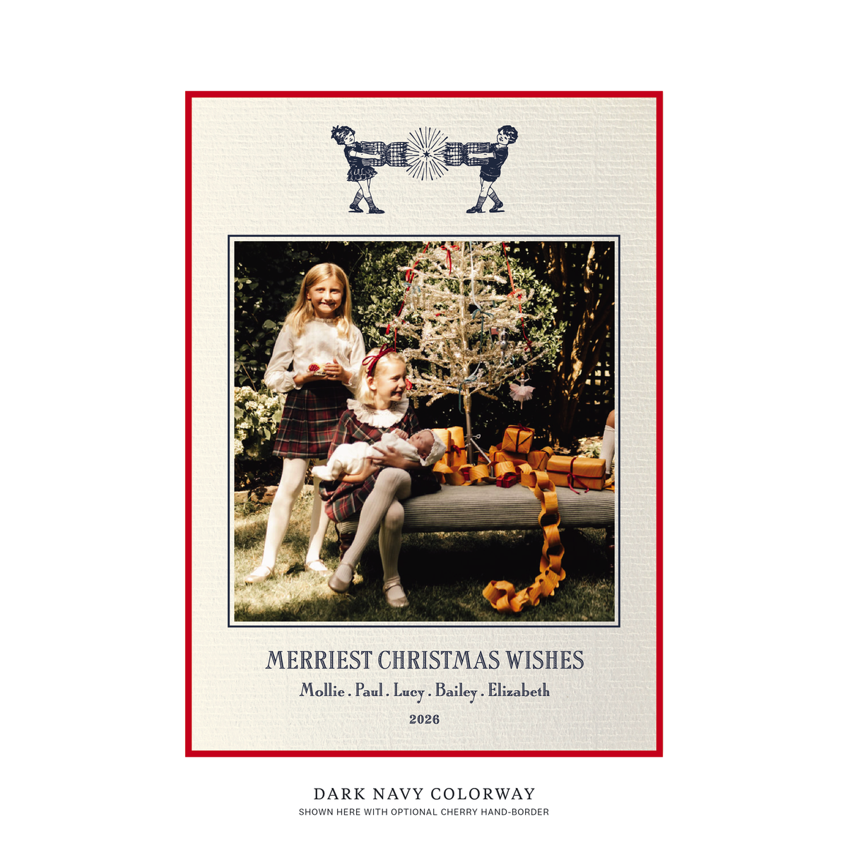 Cambridge Flat Print Vintage Motif Holiday Card (Laid Paper)