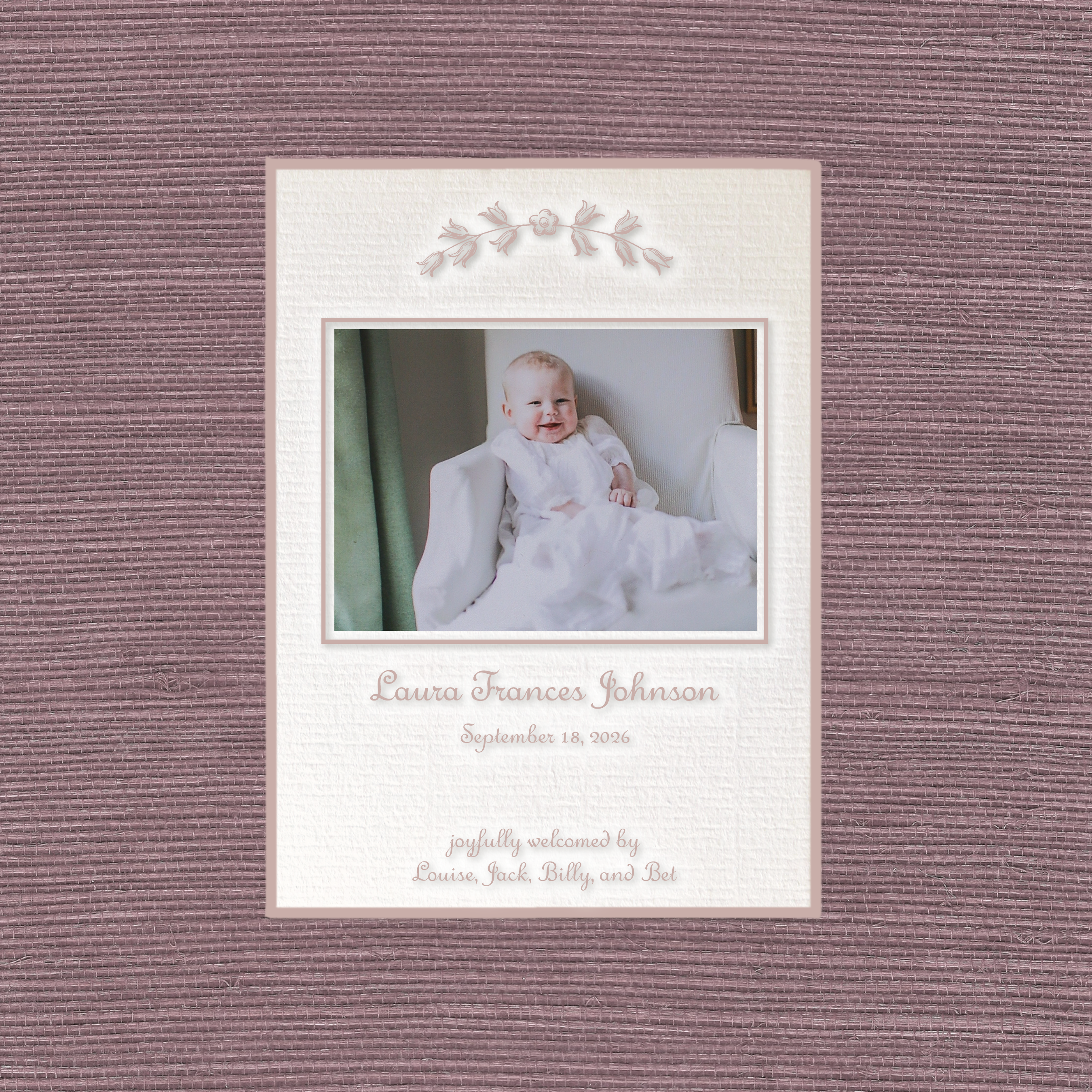Campbell Motif Photo Birth Announcement