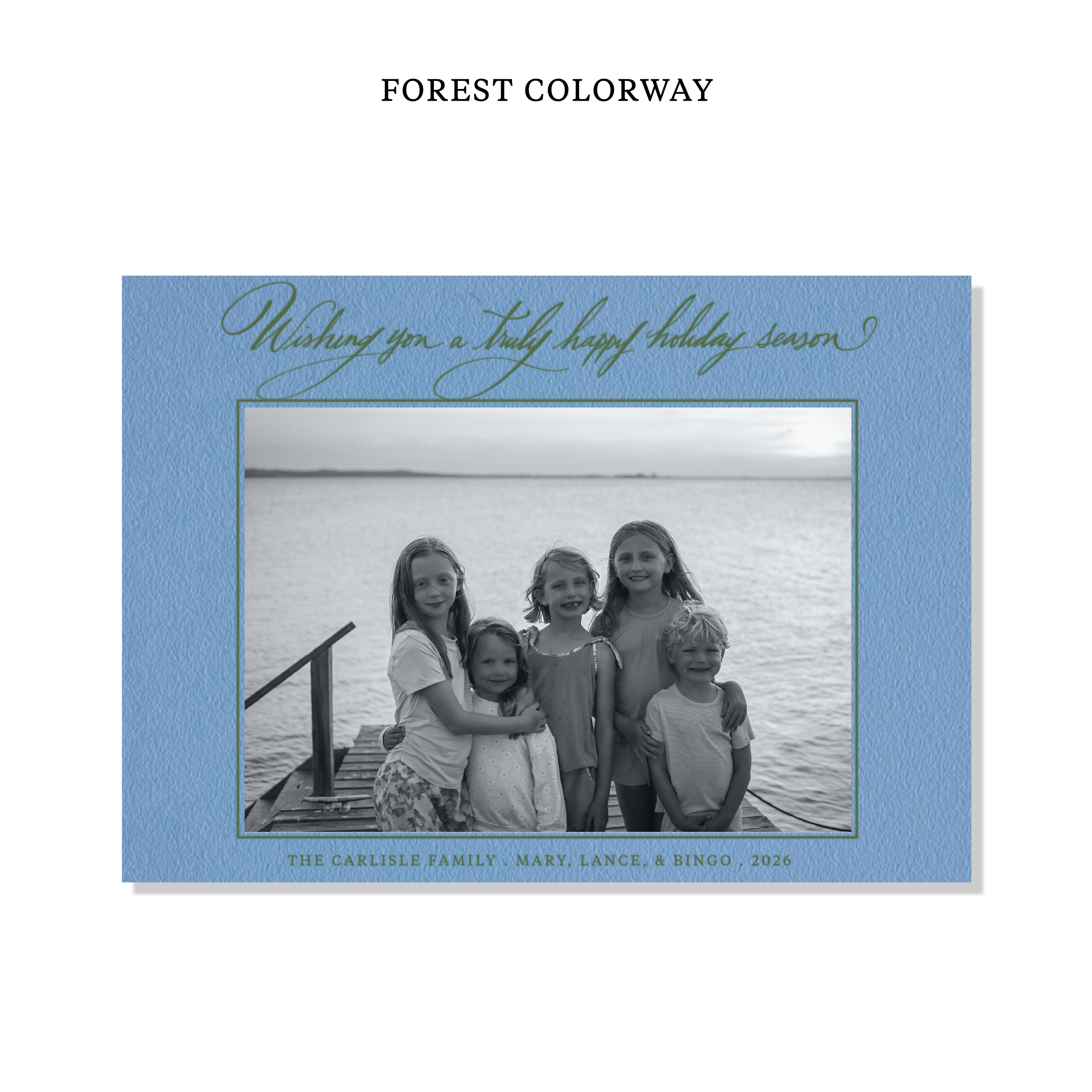 Carlisle Letterpress Holiday Card, Large (Colored Paper)
