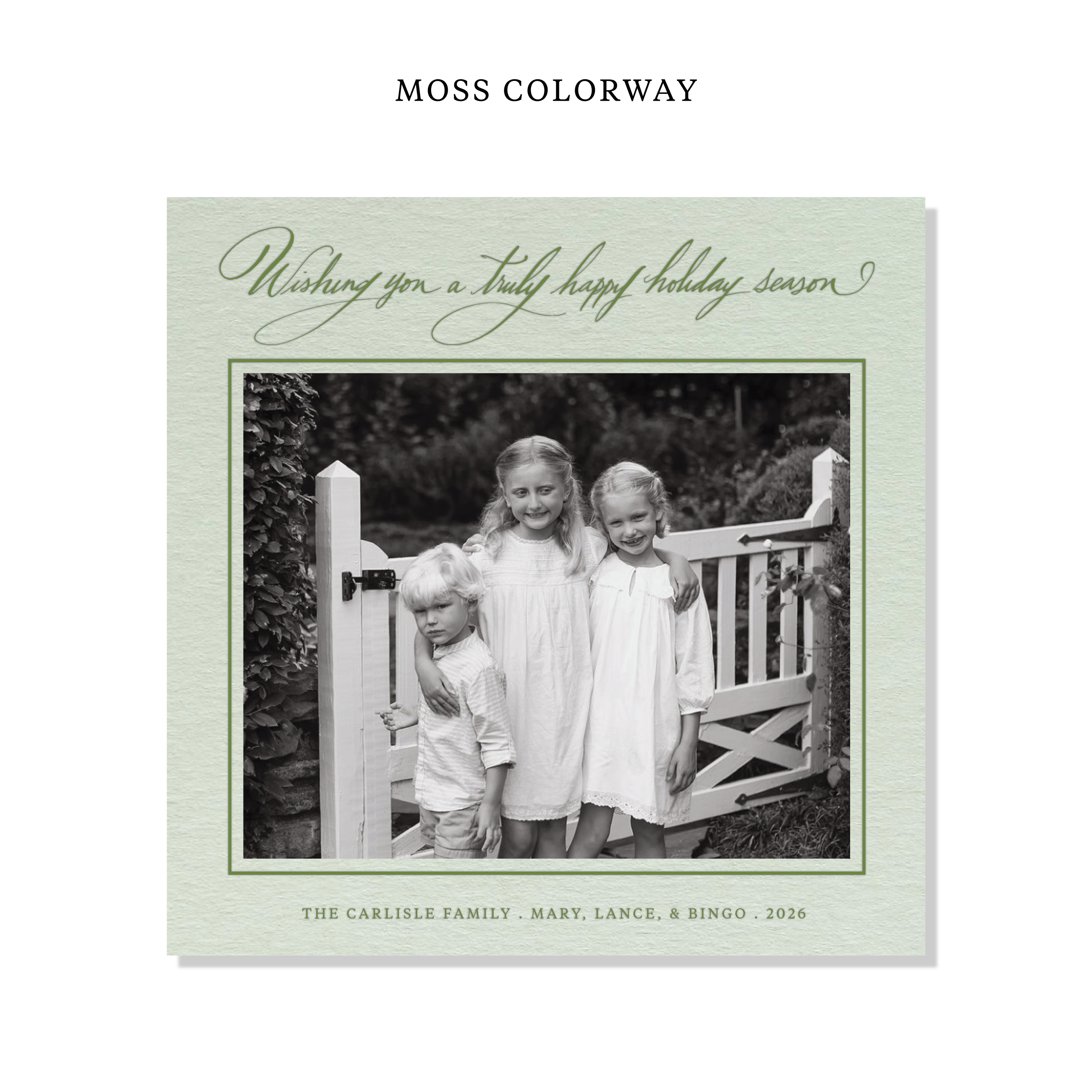 Carlisle Letterpress Holiday Card, Large Square (Colored Paper)