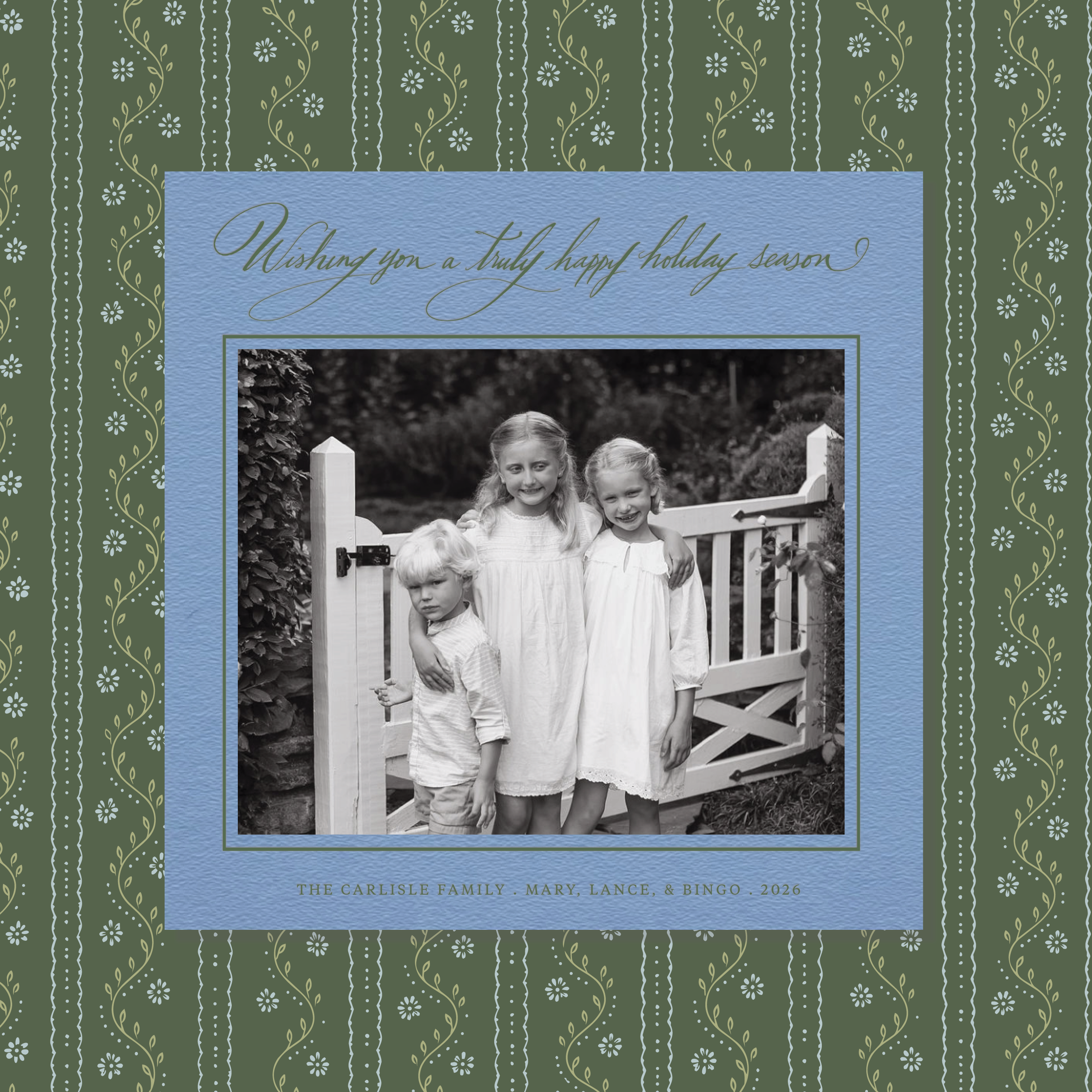 Carlisle Letterpress Holiday Card, Large Square (Colored Paper)