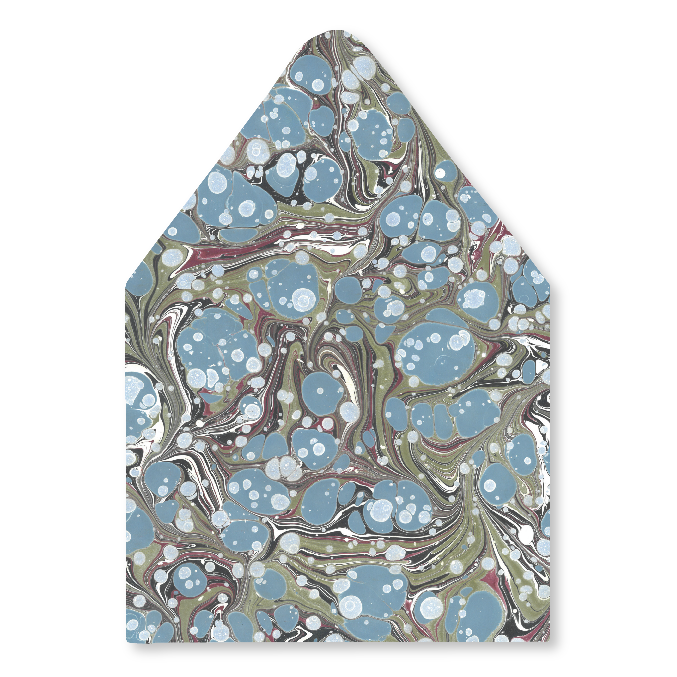 The Celeste Marbled Envelope Liner is inspired by the timeless beauty of paper marbling. This charming pattern feels both collected and distinctly chic. A romantic Stovall twist on a classic tradition.
