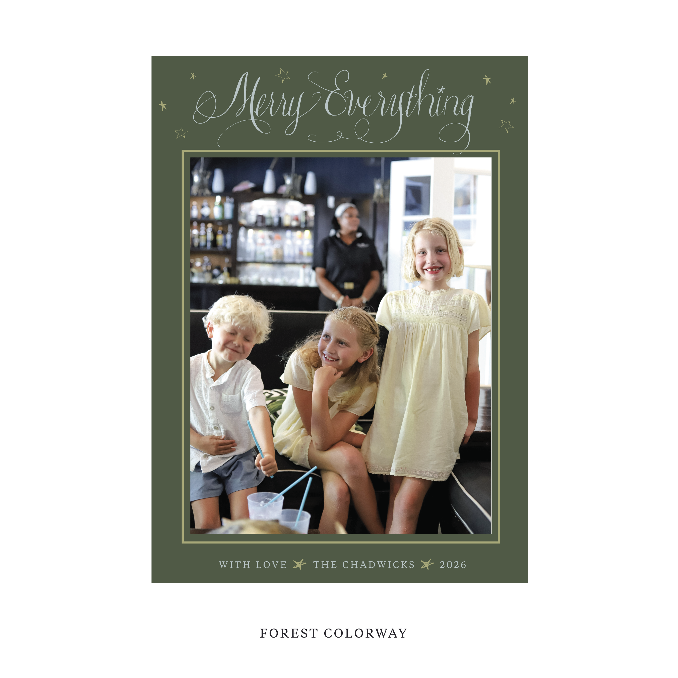 Birdsong Classic Flat Print Holiday Card, Large II