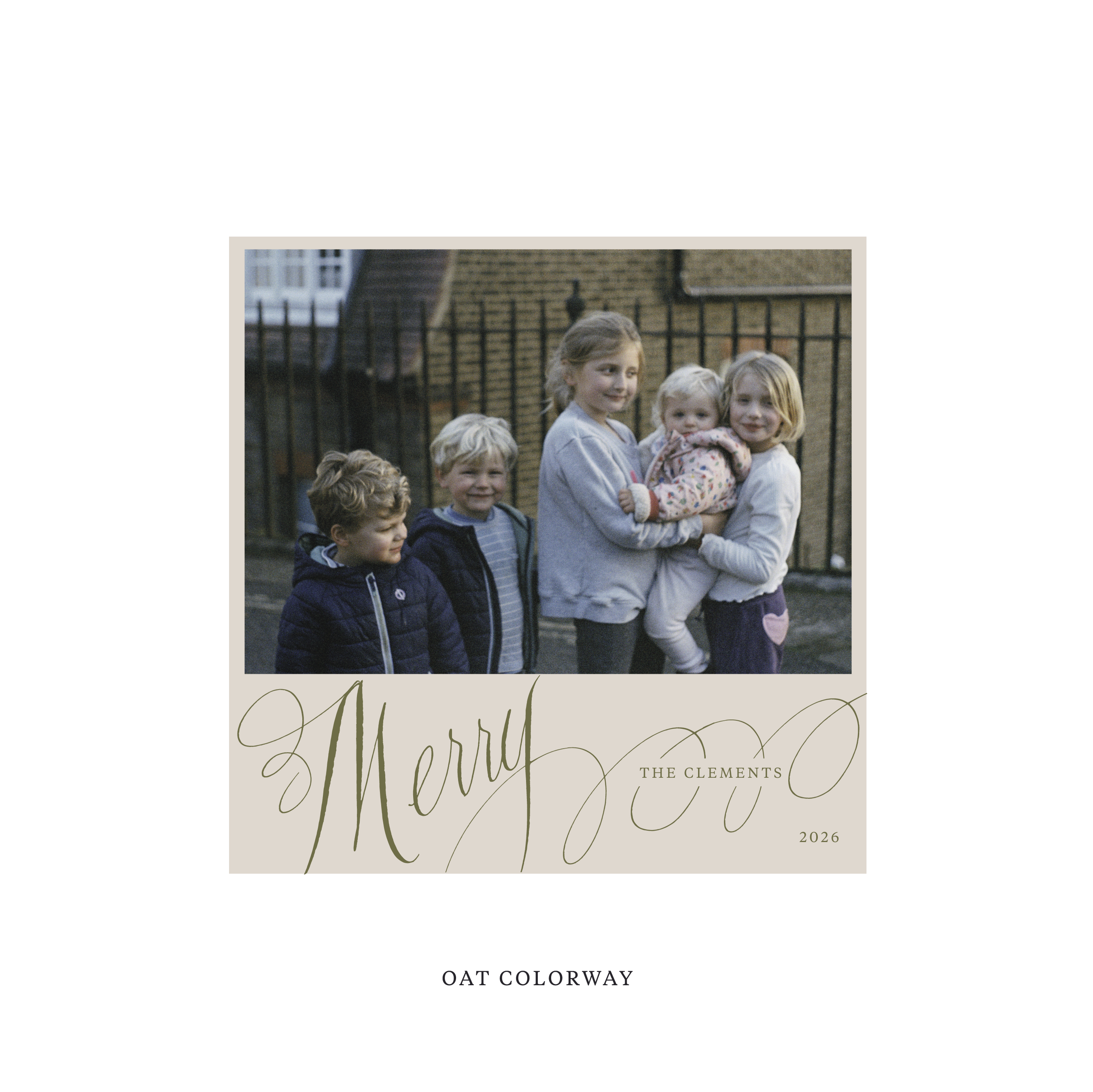 Clement Classic Flat Print Holiday Card, Square
