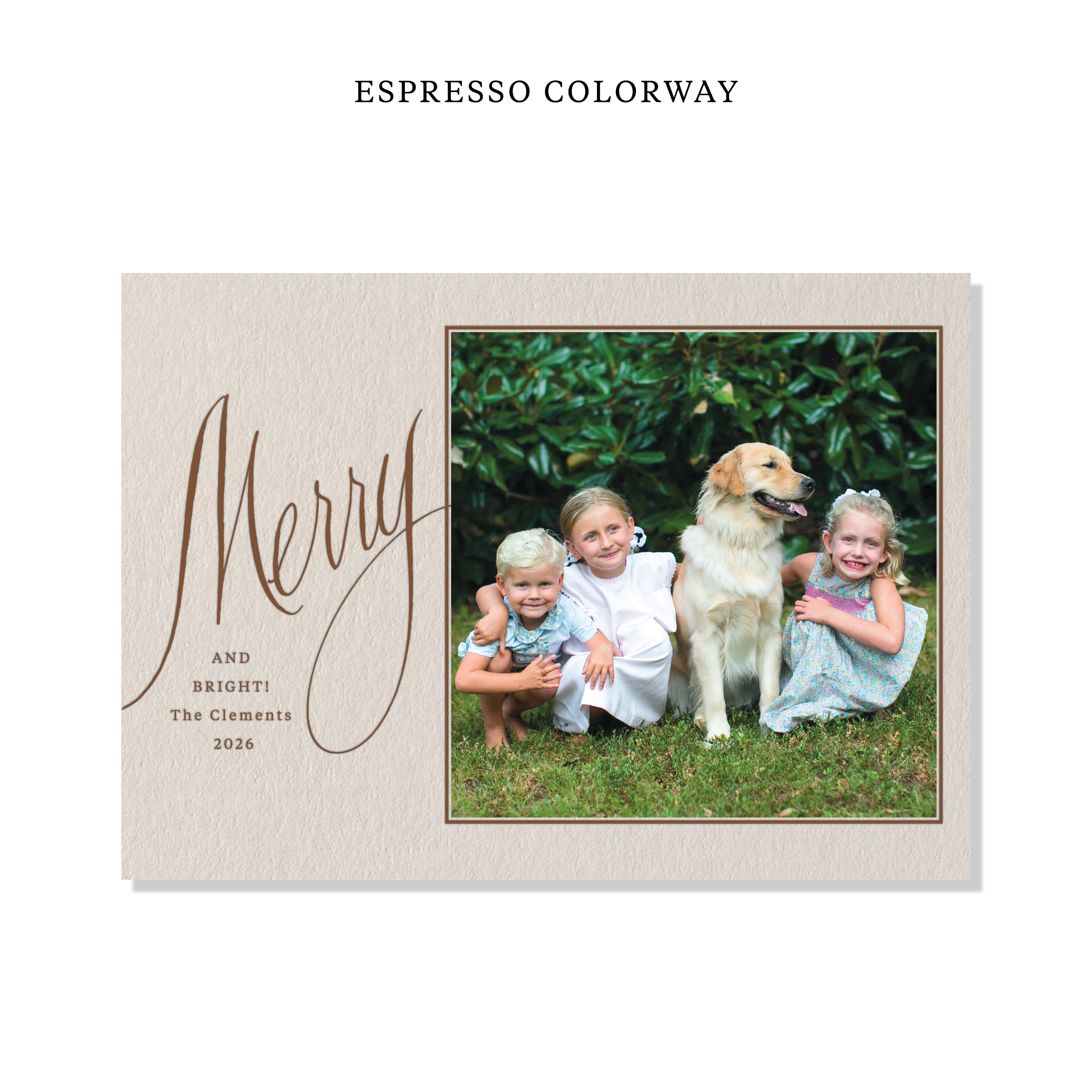 Clement Letterpress Holiday Card, Large (Colored Paper)