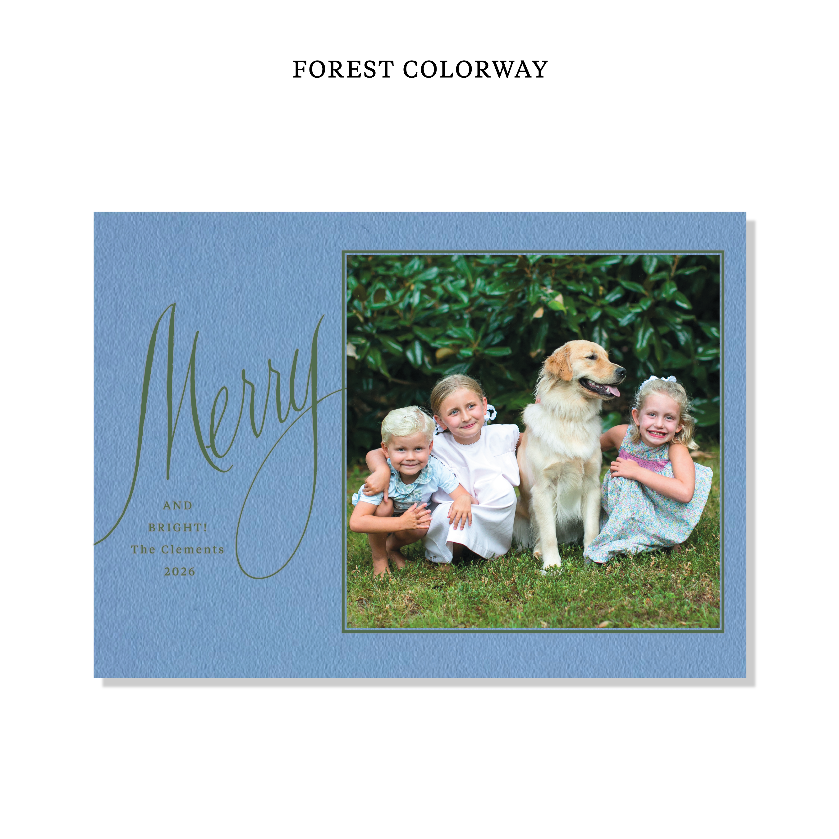 Clement Letterpress Holiday Card, Large (Colored Paper)