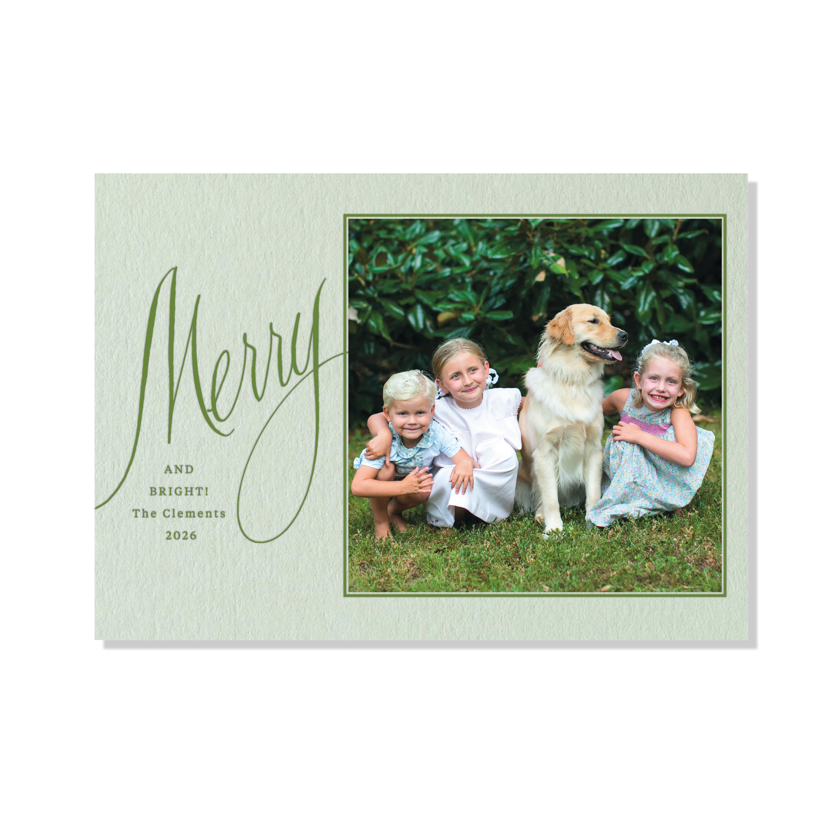 Clement Letterpress Holiday Card, Large (Colored Paper)