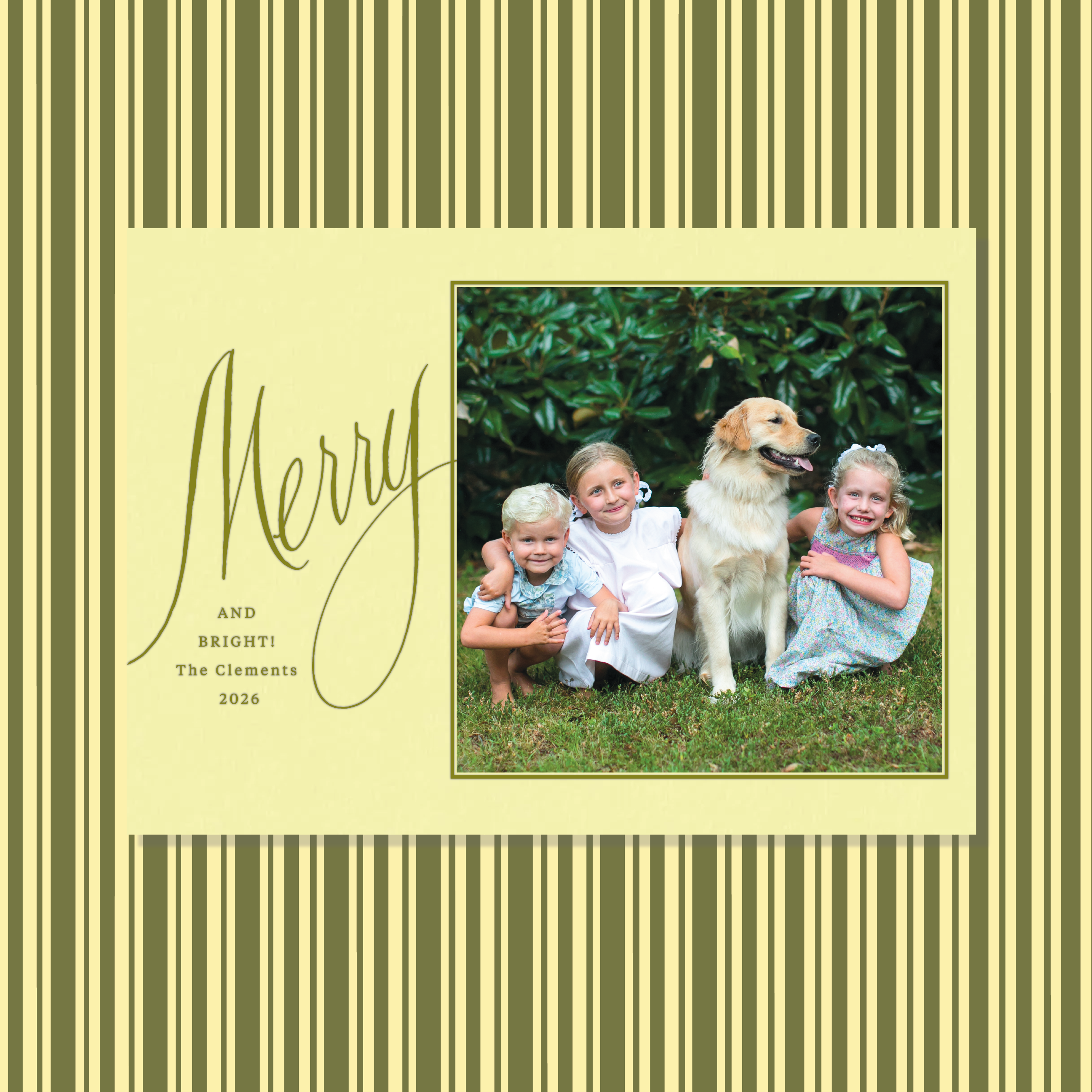 Clement Letterpress Holiday Card, Large (Colored Paper)