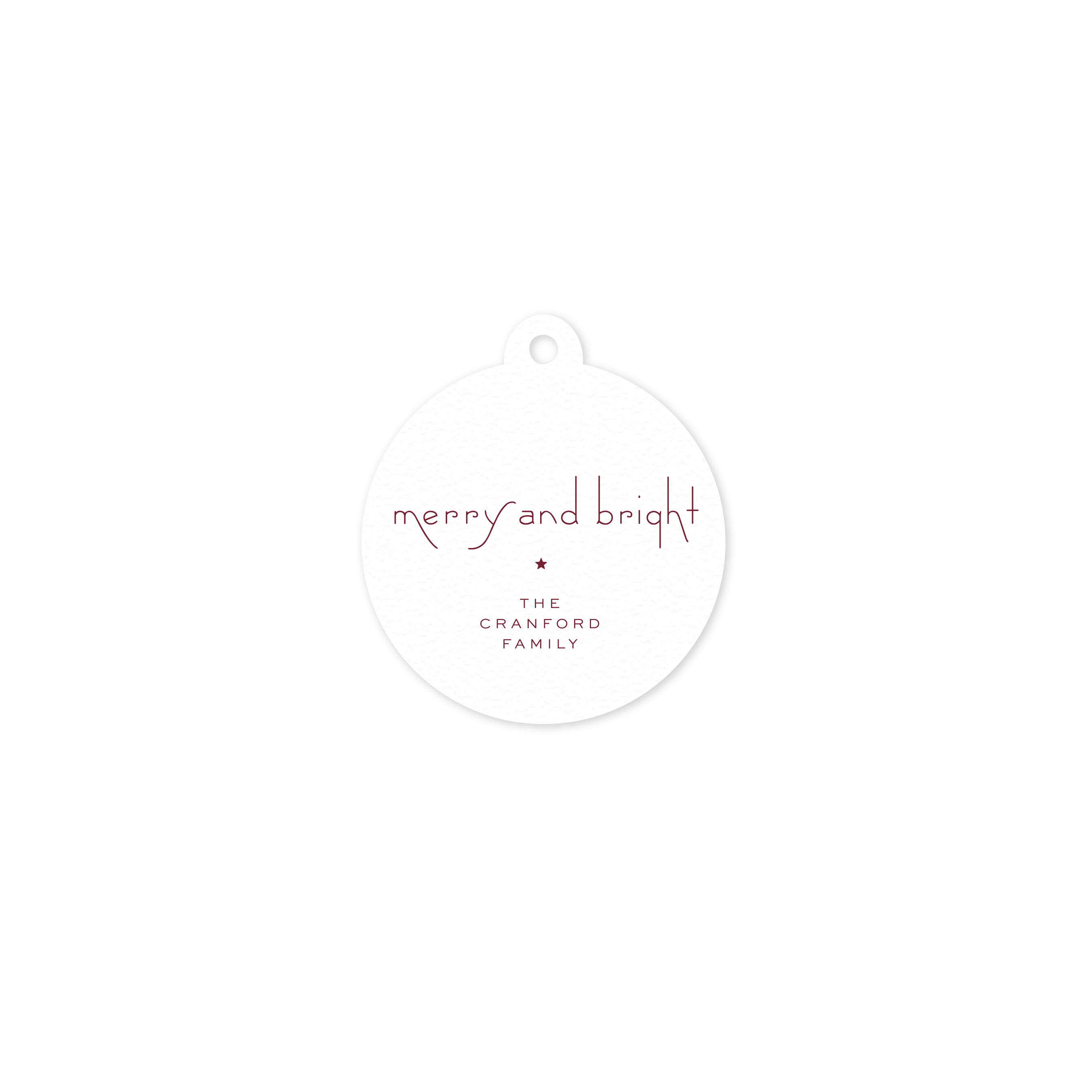 Cranford Round Letterpress Holiday Gift Tag