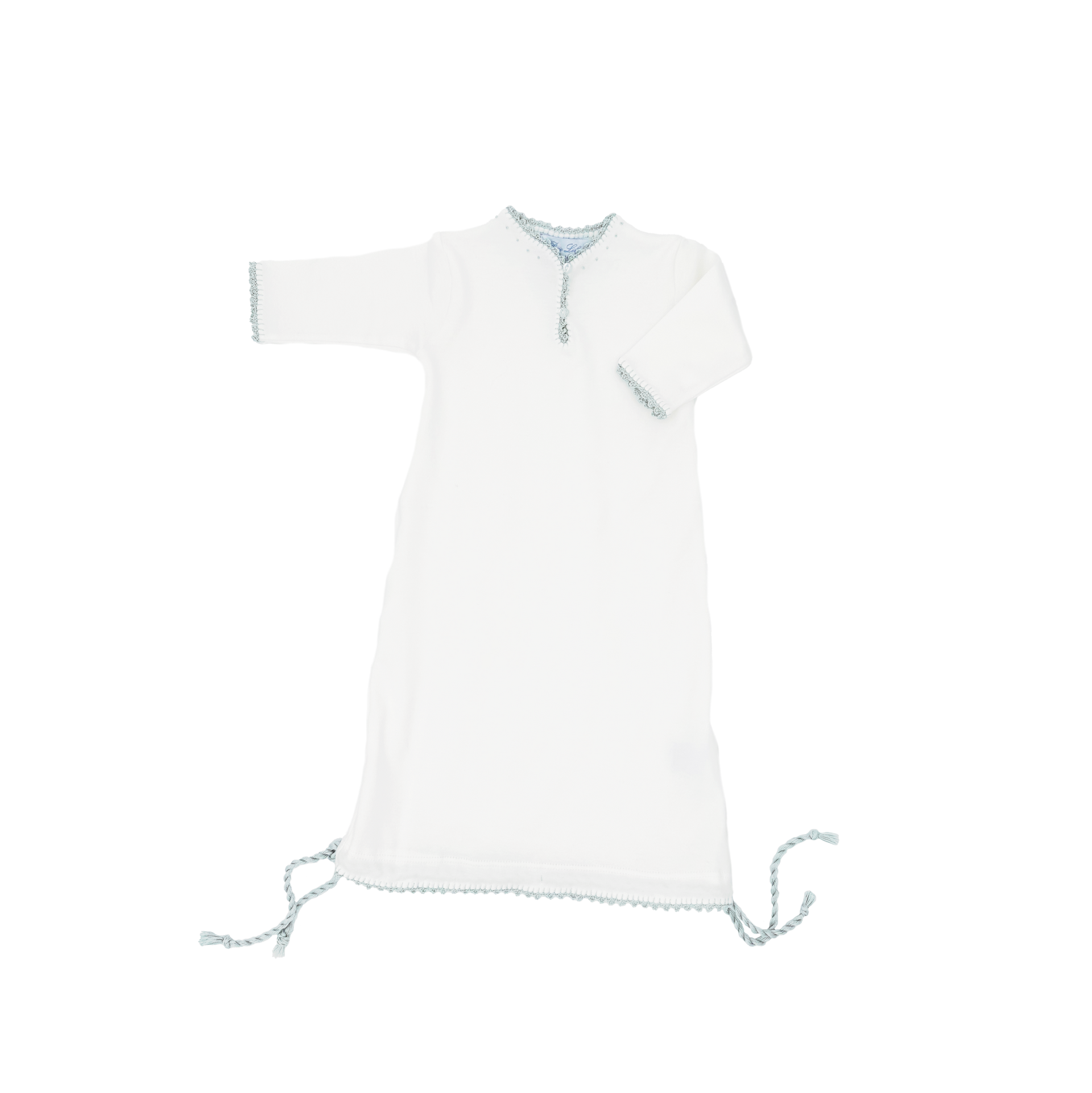 Blue Crochet Trim Layette Gown