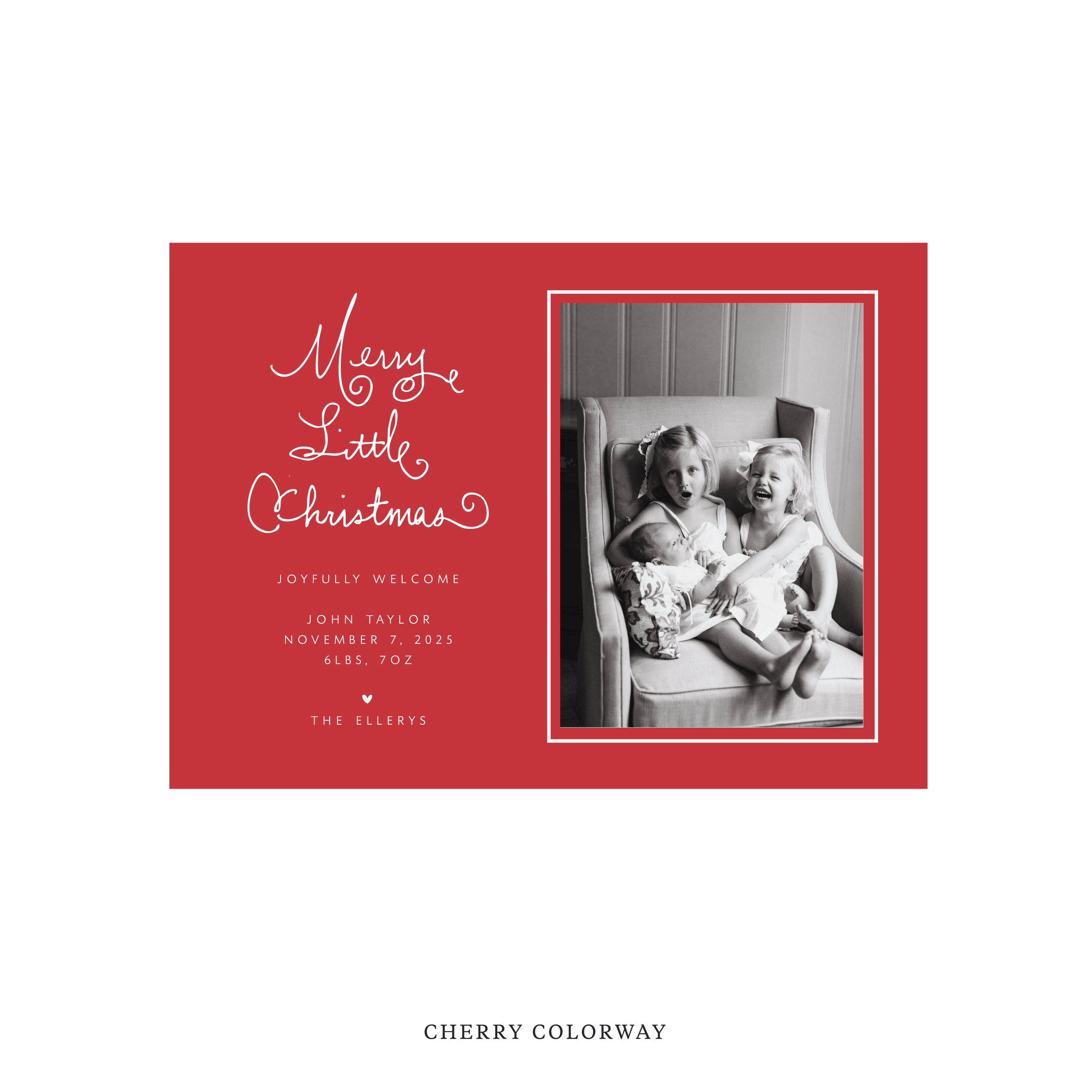 Henley Classic Flat Print Holiday Card, Birth Announcement Medium