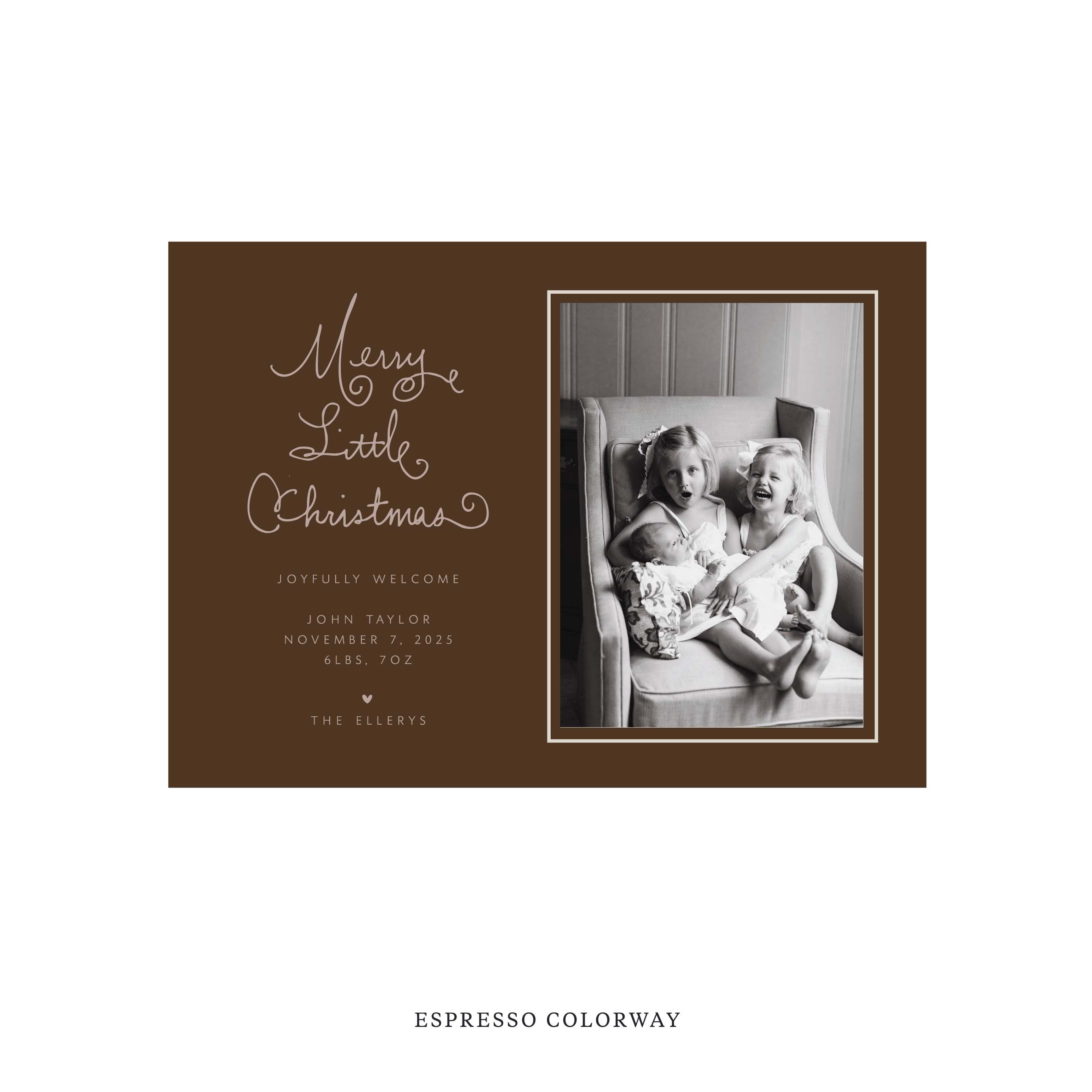 Henley Classic Flat Print Holiday Card, Birth Announcement Medium