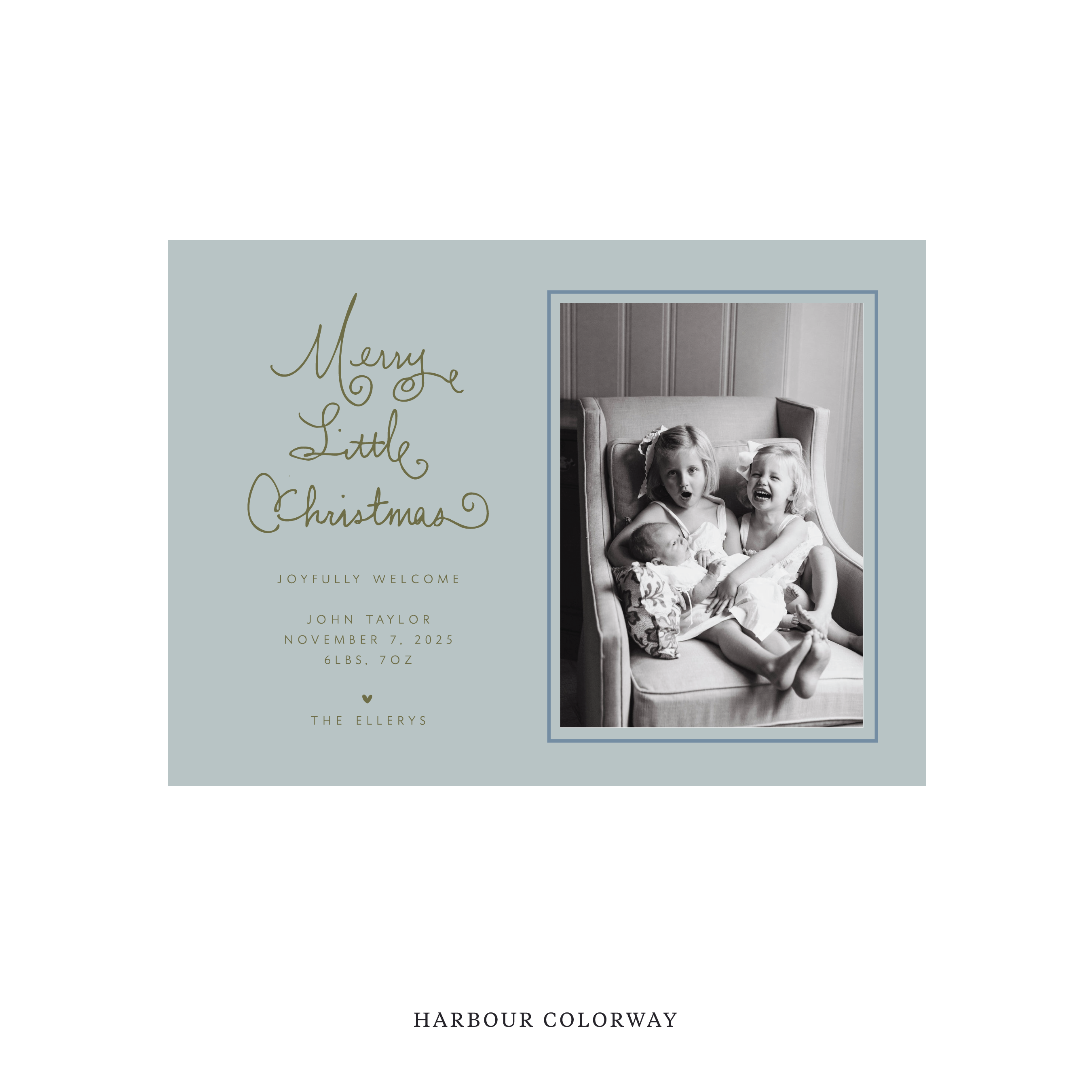 Henley Classic Flat Print Holiday Card, Birth Announcement Medium