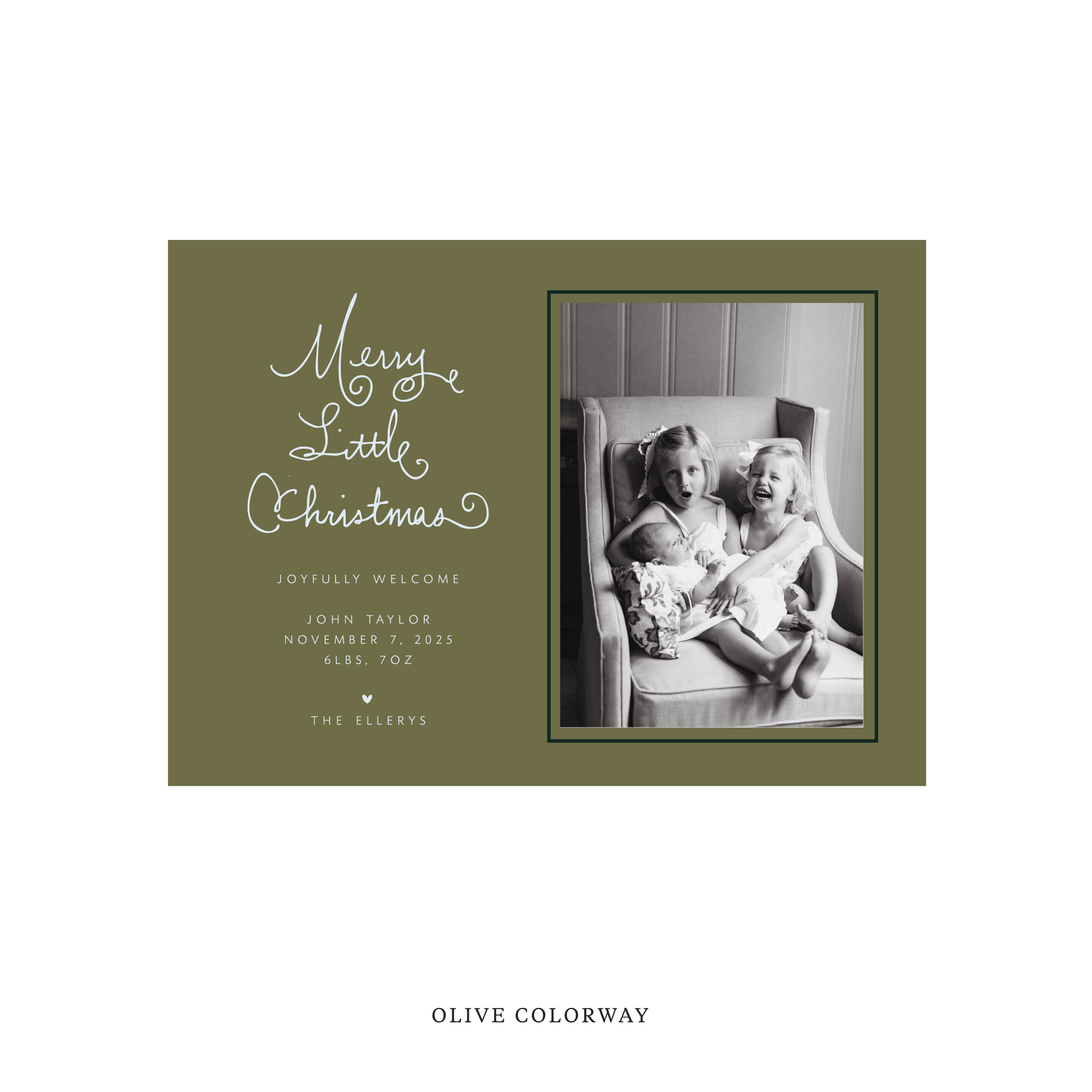 Henley Classic Flat Print Holiday Card, Birth Announcement Medium