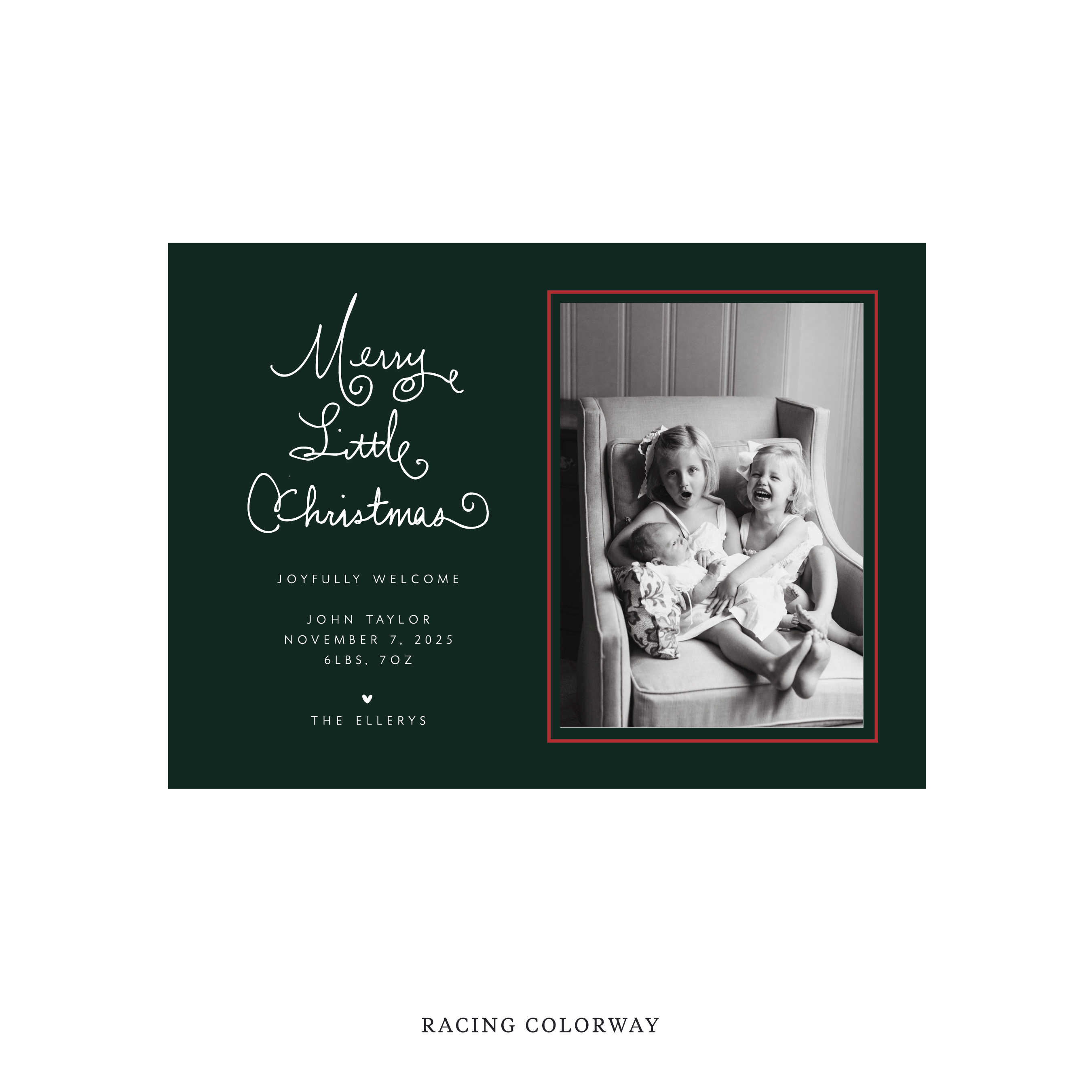 Henley Classic Flat Print Holiday Card, Birth Announcement Medium