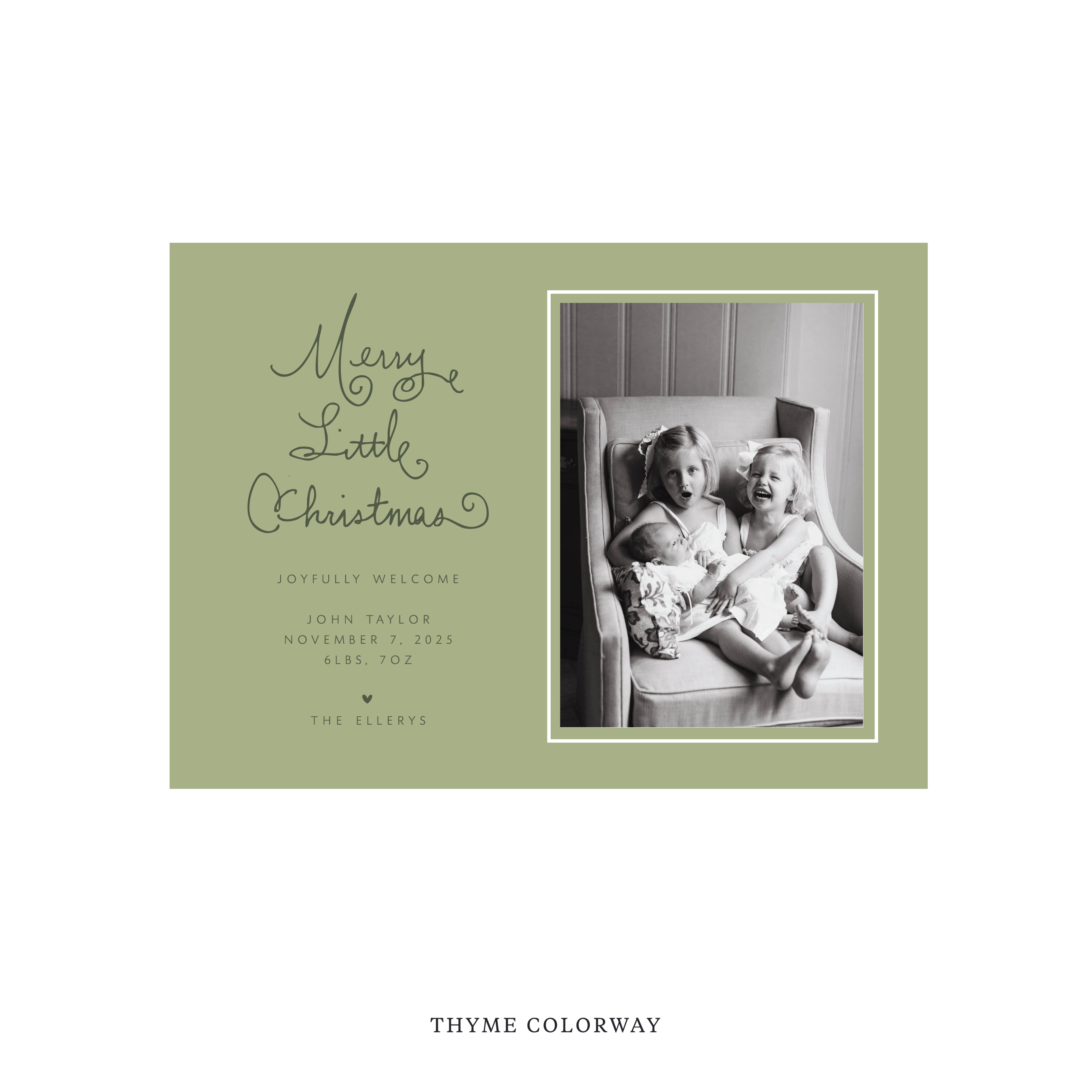 Henley Classic Flat Print Holiday Card, Birth Announcement Medium