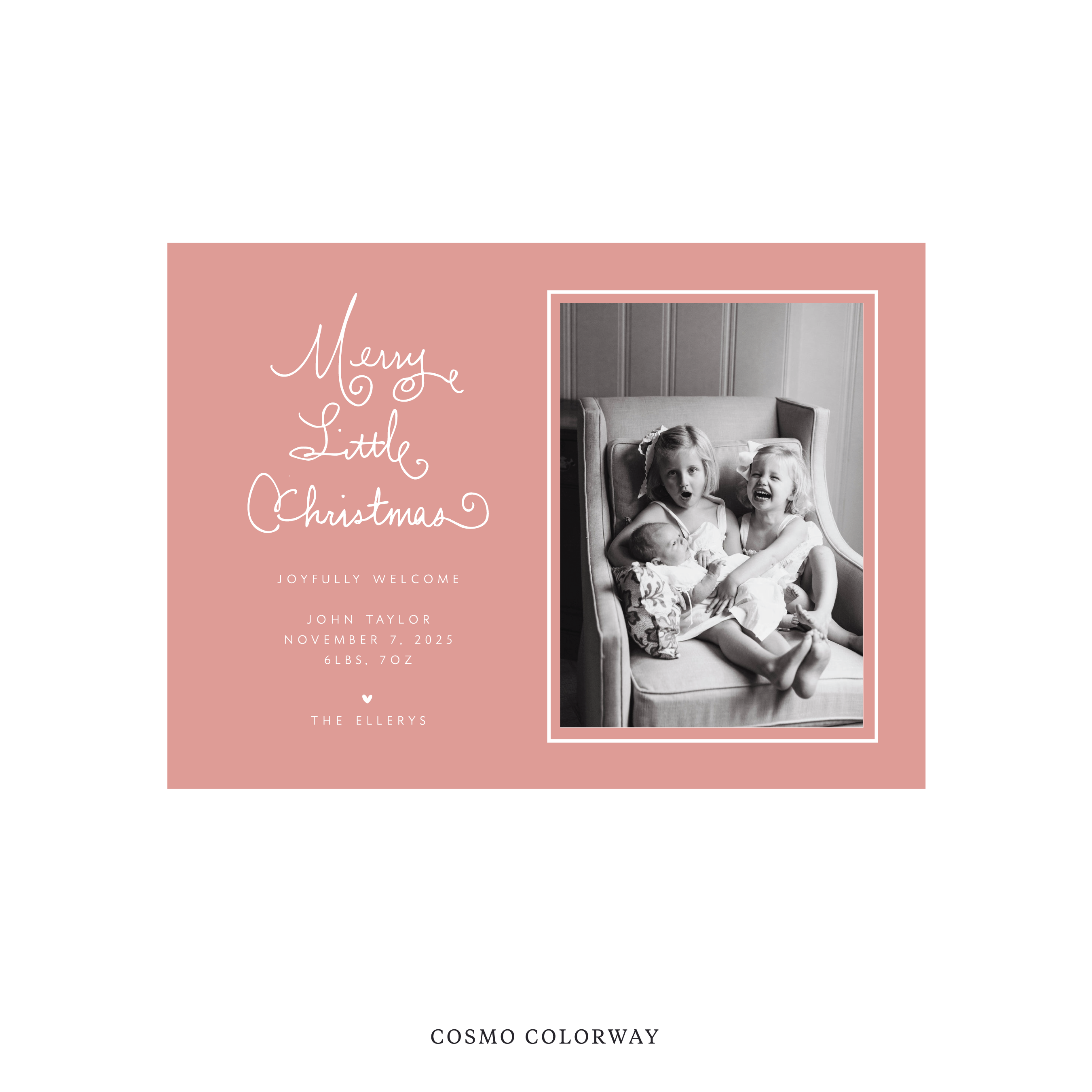 Henley Classic Flat Print Holiday Card, Birth Announcement Medium