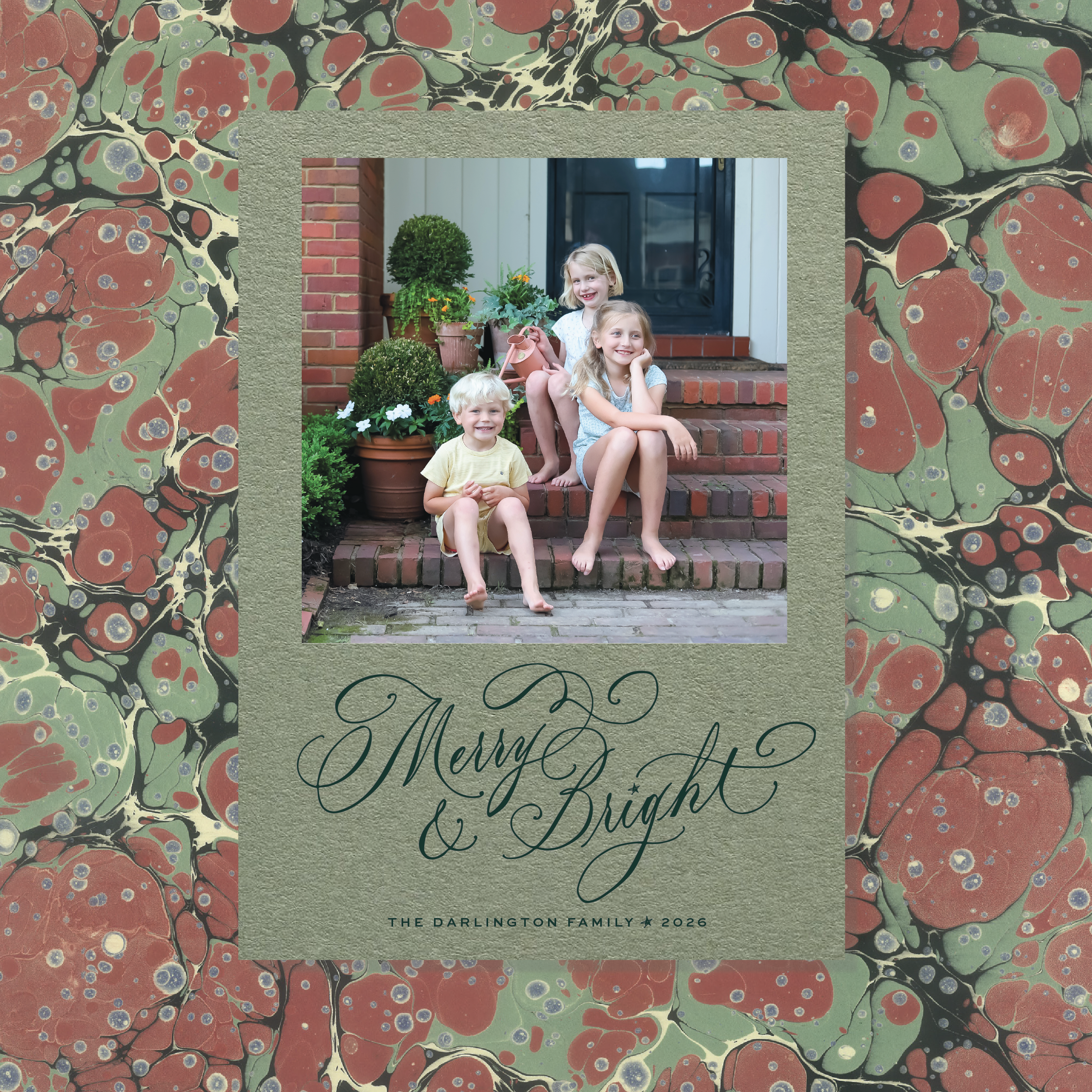 Ellington Letterpress Holiday Card, Large (Colored Paper)