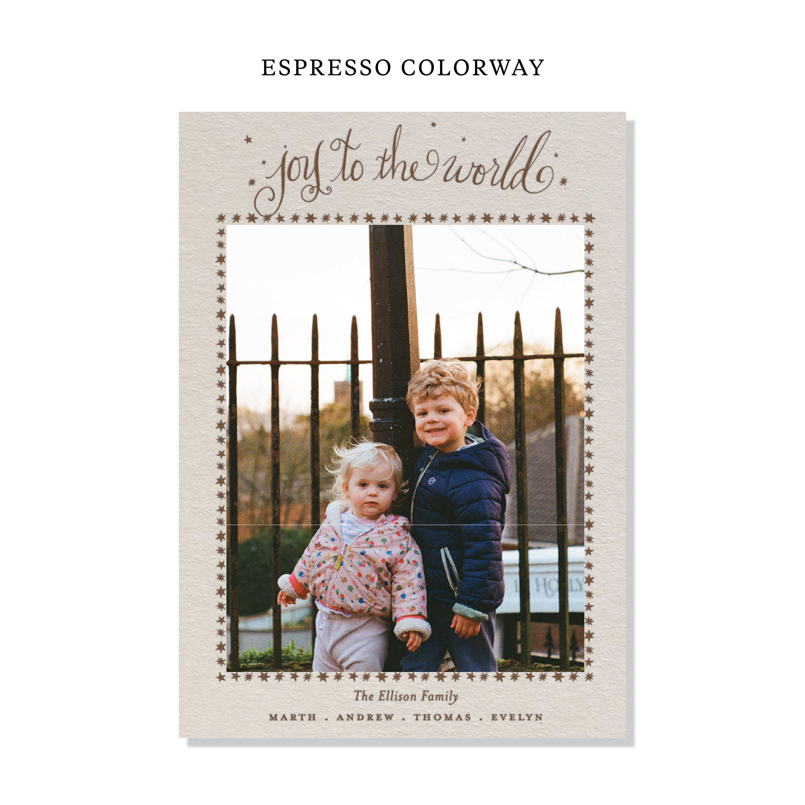 Ellison Letterpress Holiday Card, Large (Colored Paper)