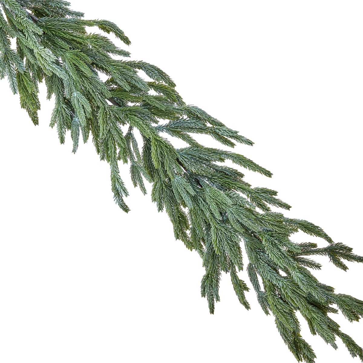 Close-up of Cotswold real-touch fir garland with lifelike evergreen branches