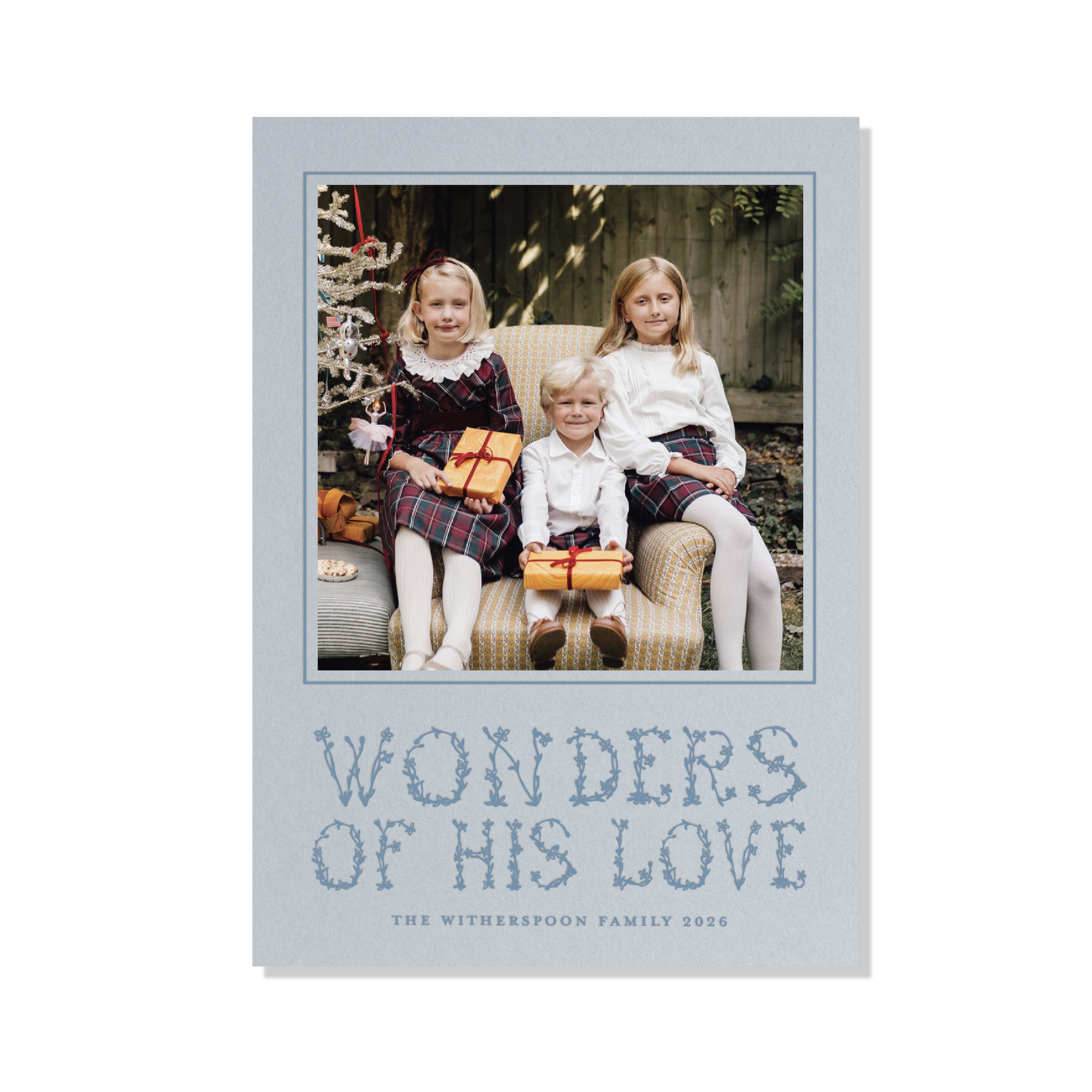 Flora Letterpress Holiday Card, Large (Colored Paper)