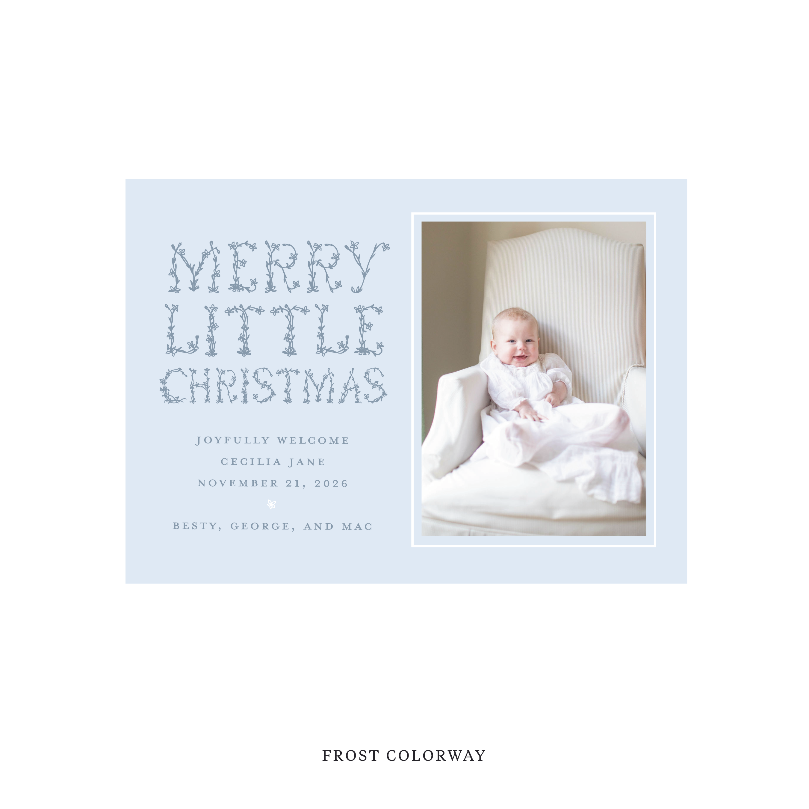 Flora Classic Flat Print Holiday Card, Birth Announcement Medium