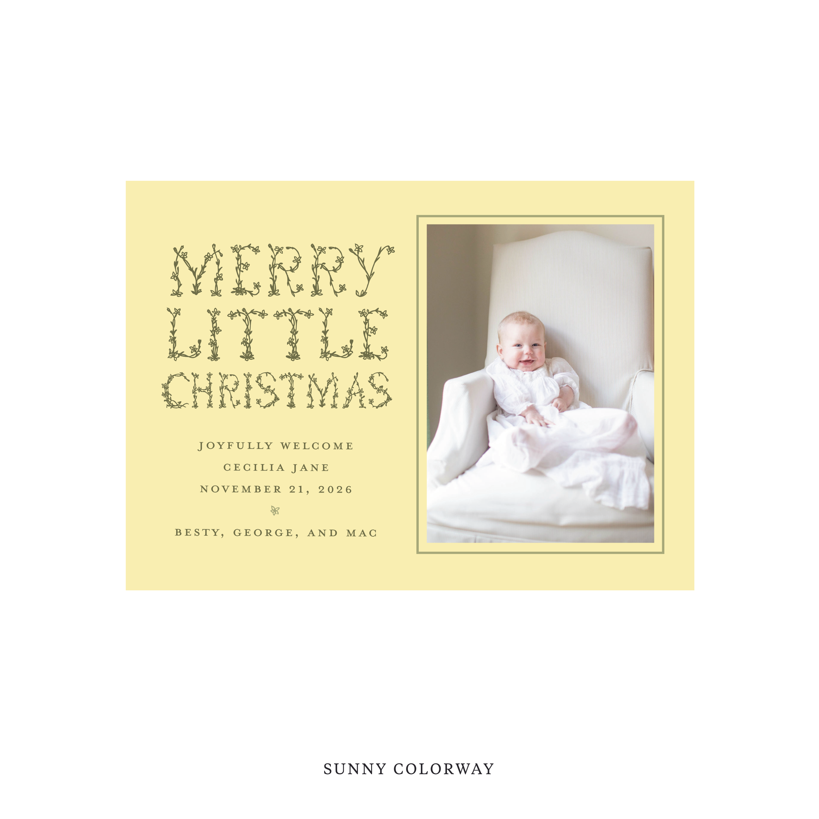 Flora Classic Flat Print Holiday Card, Birth Announcement Medium